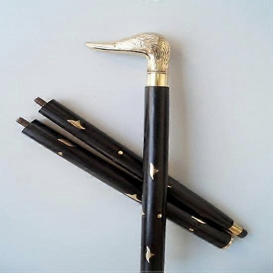 Victorian Look Duck Head Brass Designer Handle With Black  Brown Inley walking stick Cane