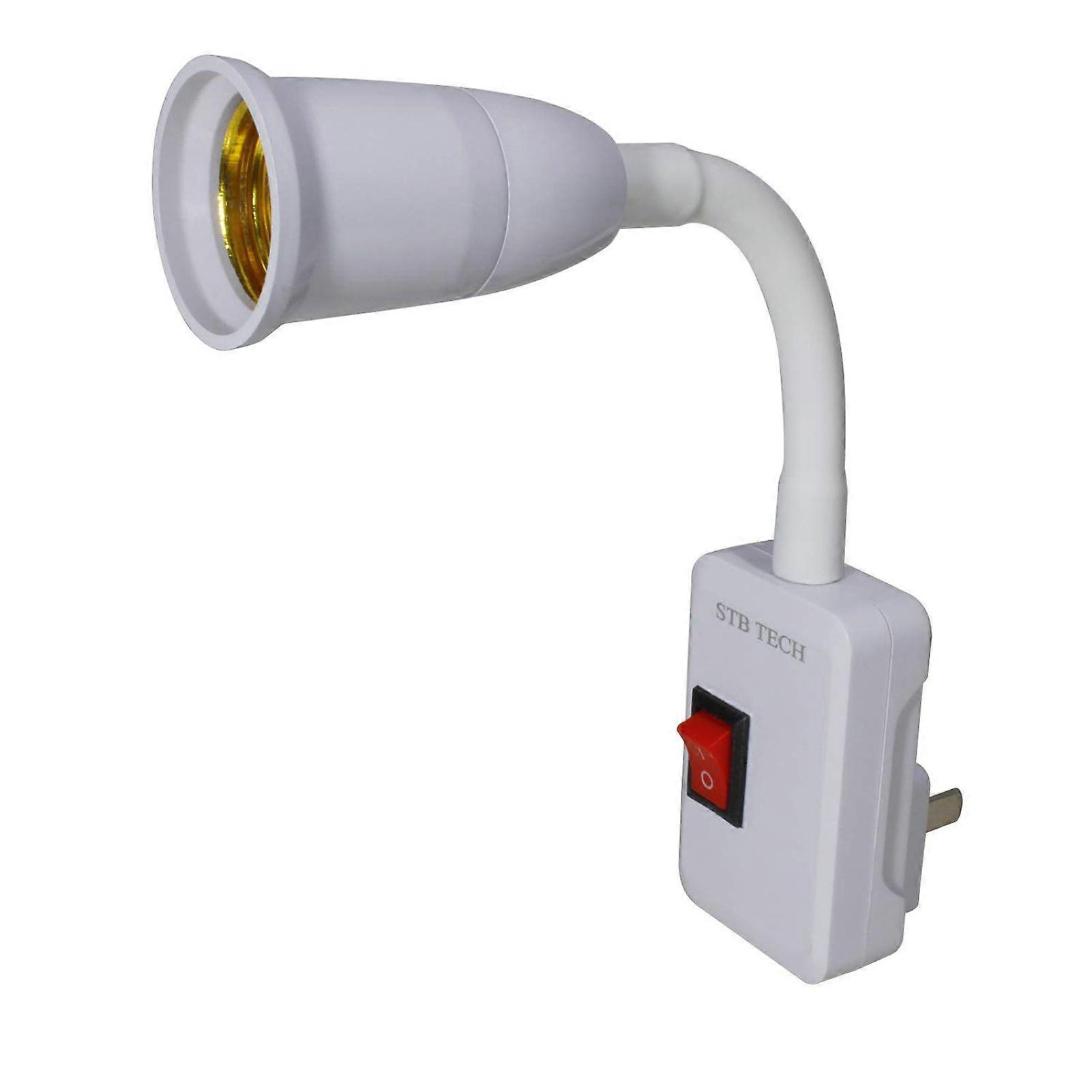 E27/E26 Plug in Light Socket Adapter with On/Off Switch, Flexible Neck Extension Lamp Bulb Holder Converter for Night Light Bedside lamp Wall lamp Bas