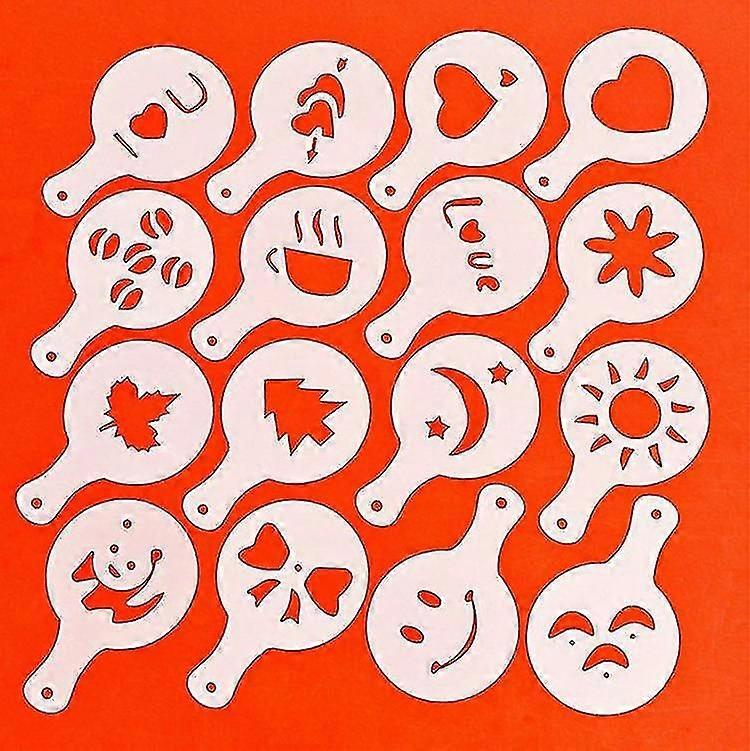 16pcs Coffee Latte Art Stencils Templates Coffee Accessories
