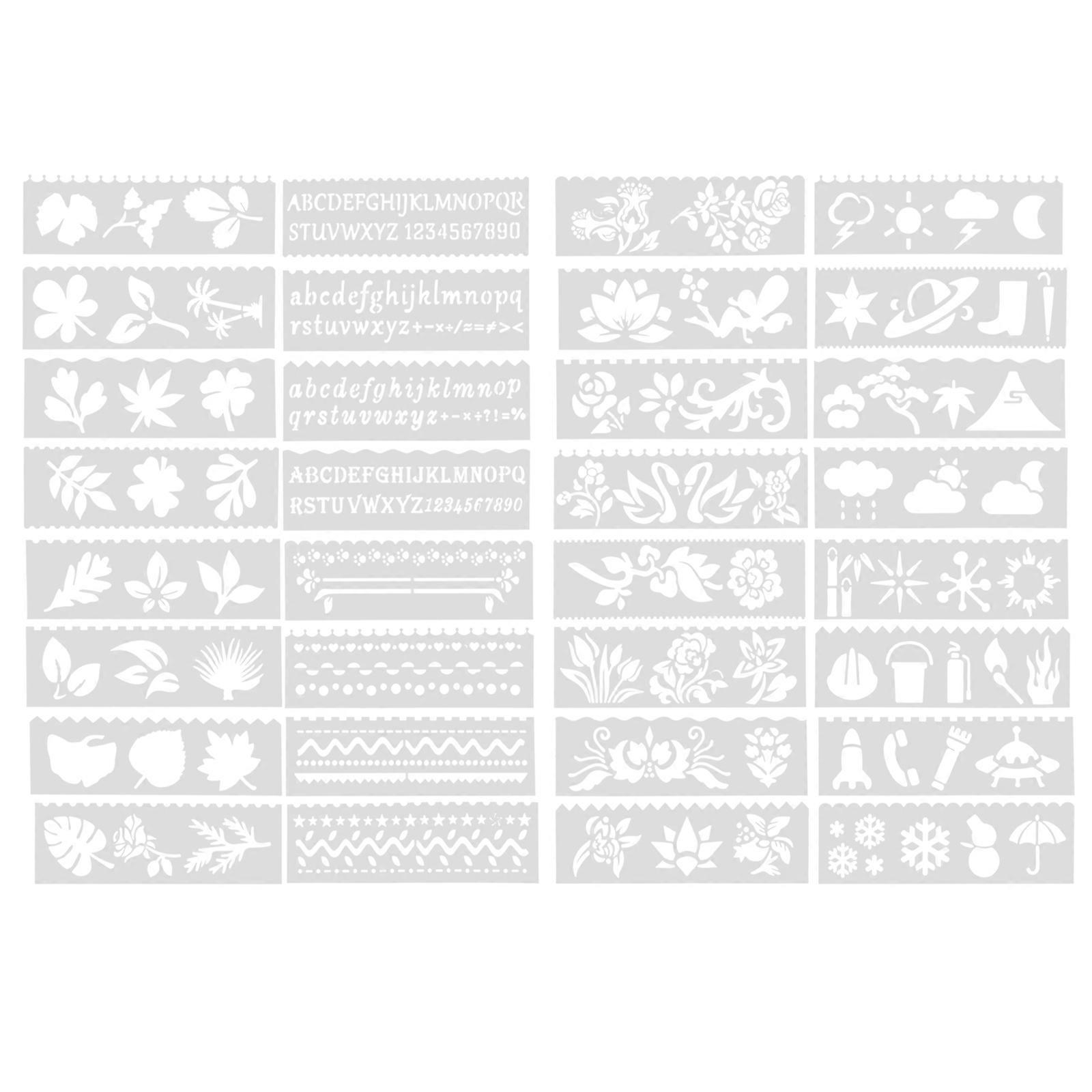 Stencil Drawing Templates 4 Sets Of Painting Stencils For Craft Decoration 18.5X5.5Cm Beige Plastic Multipurpose DIY Crafts