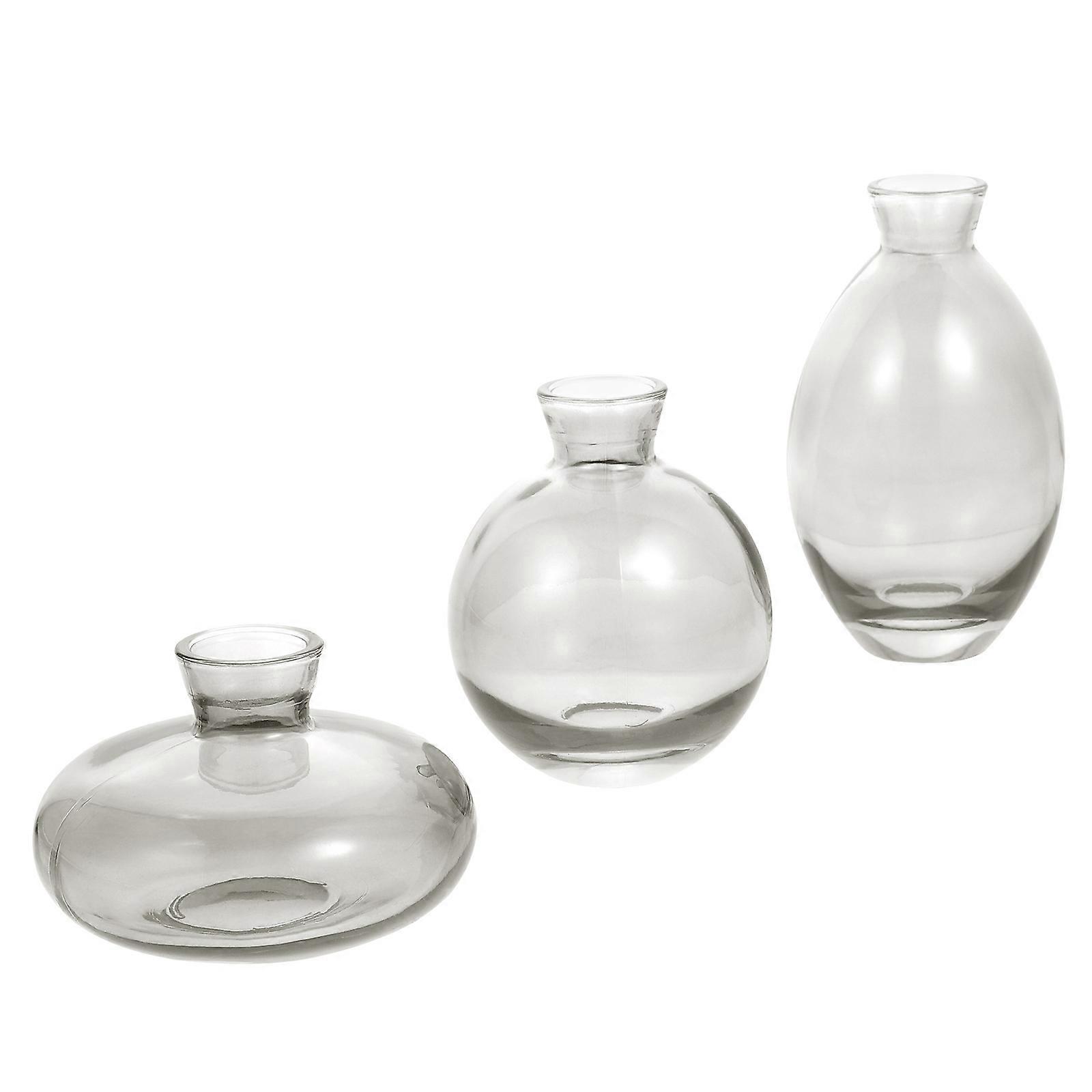 Minimalist Flower Arranging Vase For Desktop Use With Oblate Shape Perfect For Home Decor In Grey Color 3Pcs