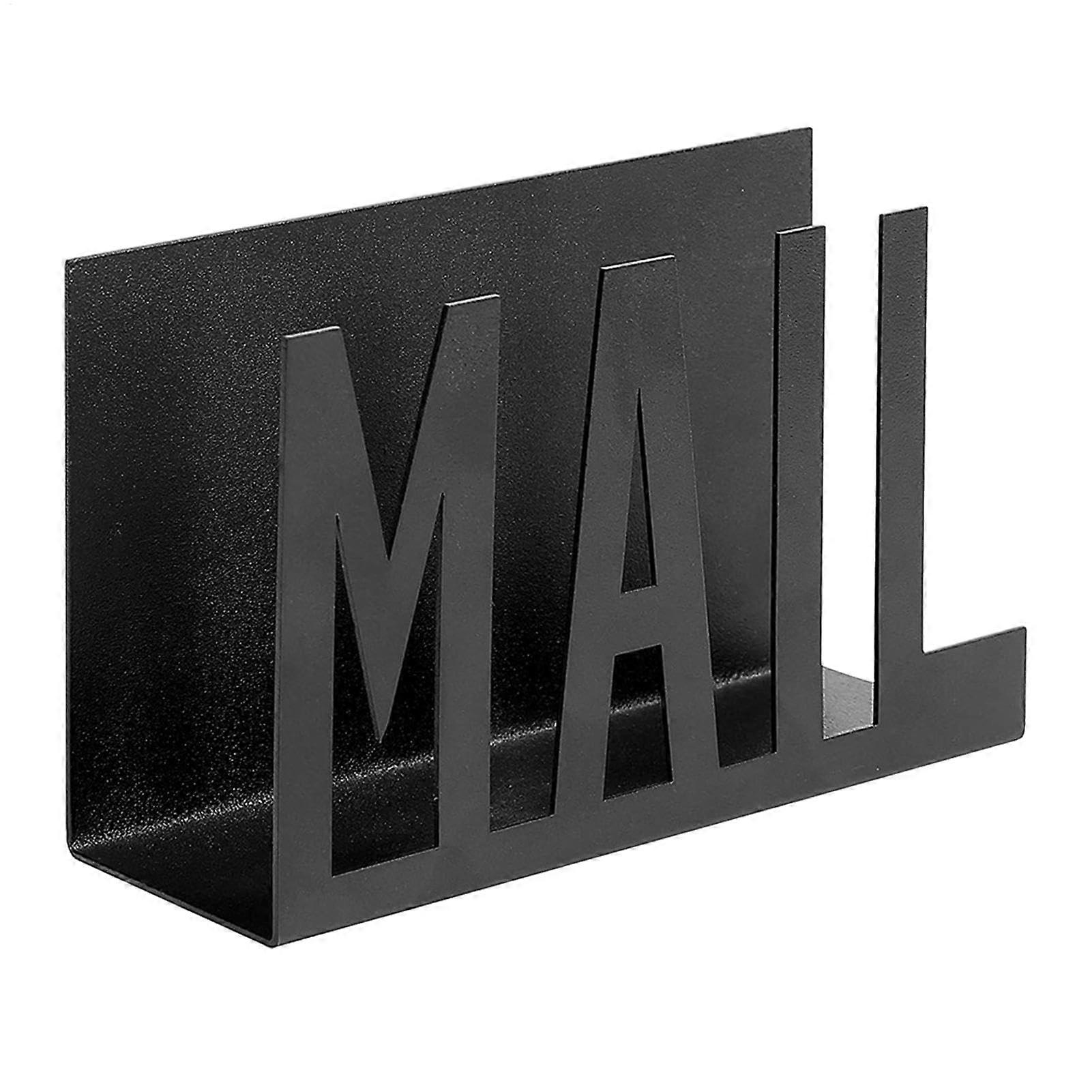 Mail Organizer Stand – Large Capacity Metal Letter Holder for Desk | Open Design Black Mail Rack for Office Use