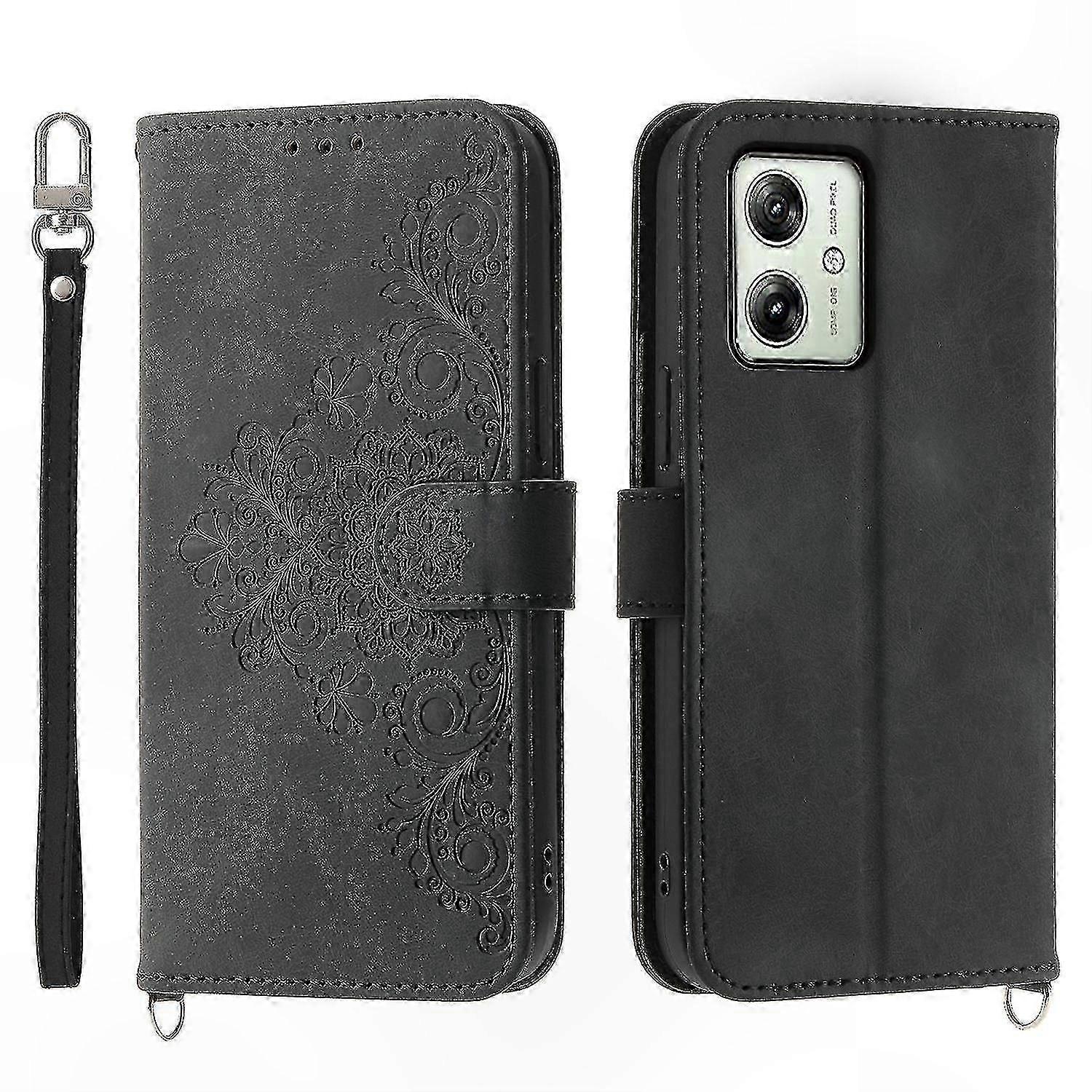 Universal Wallet Case with Stand Function, Hand Strap, and Shoulder Strap for 5G Smartphones
