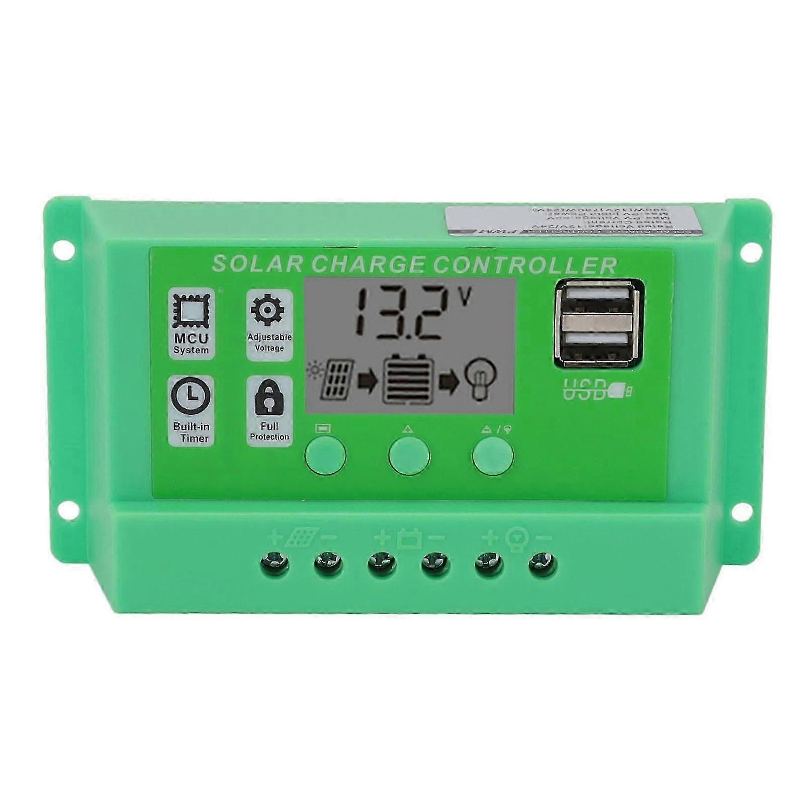 Green PWM Solar Charge Controller LCD Large Screen Display Photovoltaic PV Solar