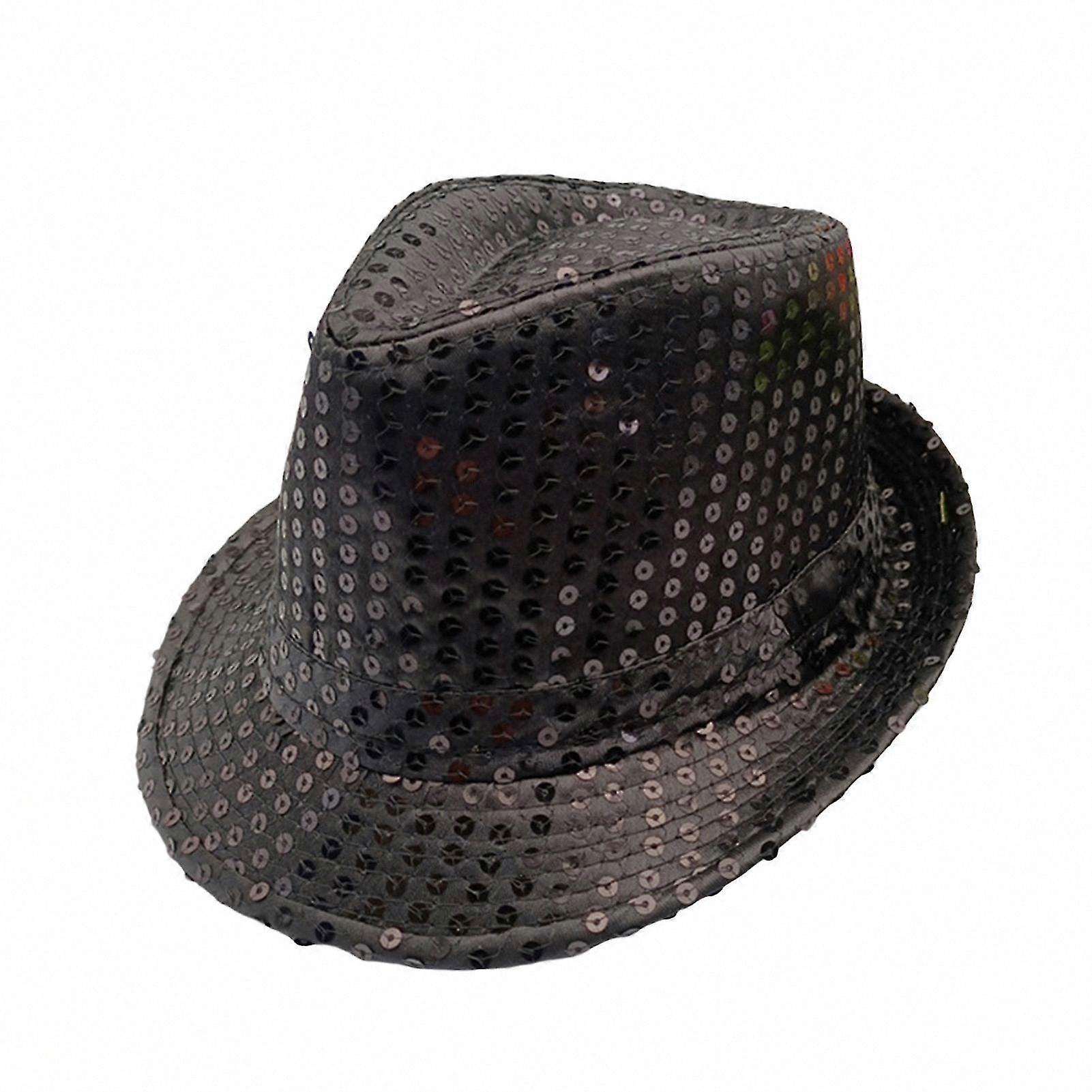 Sequined Jazz Hat for Adults and Kids - Short Brim Stage Performance Party Accessory
