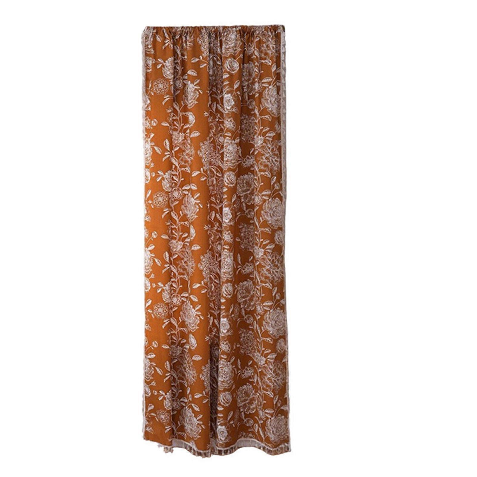 Textured Polyester Floor Curtain Dust Blocking Solution Ventilated Fabric Room Separator for Interior Designs  150 200 per piece Warm brown