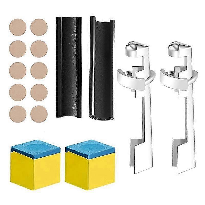 18 Pcs Pool Cue Repair Kit Include 2 Cue Clamp 10 Pool Cue Tips Billiard Cue Tips Shaper Chalk Squar