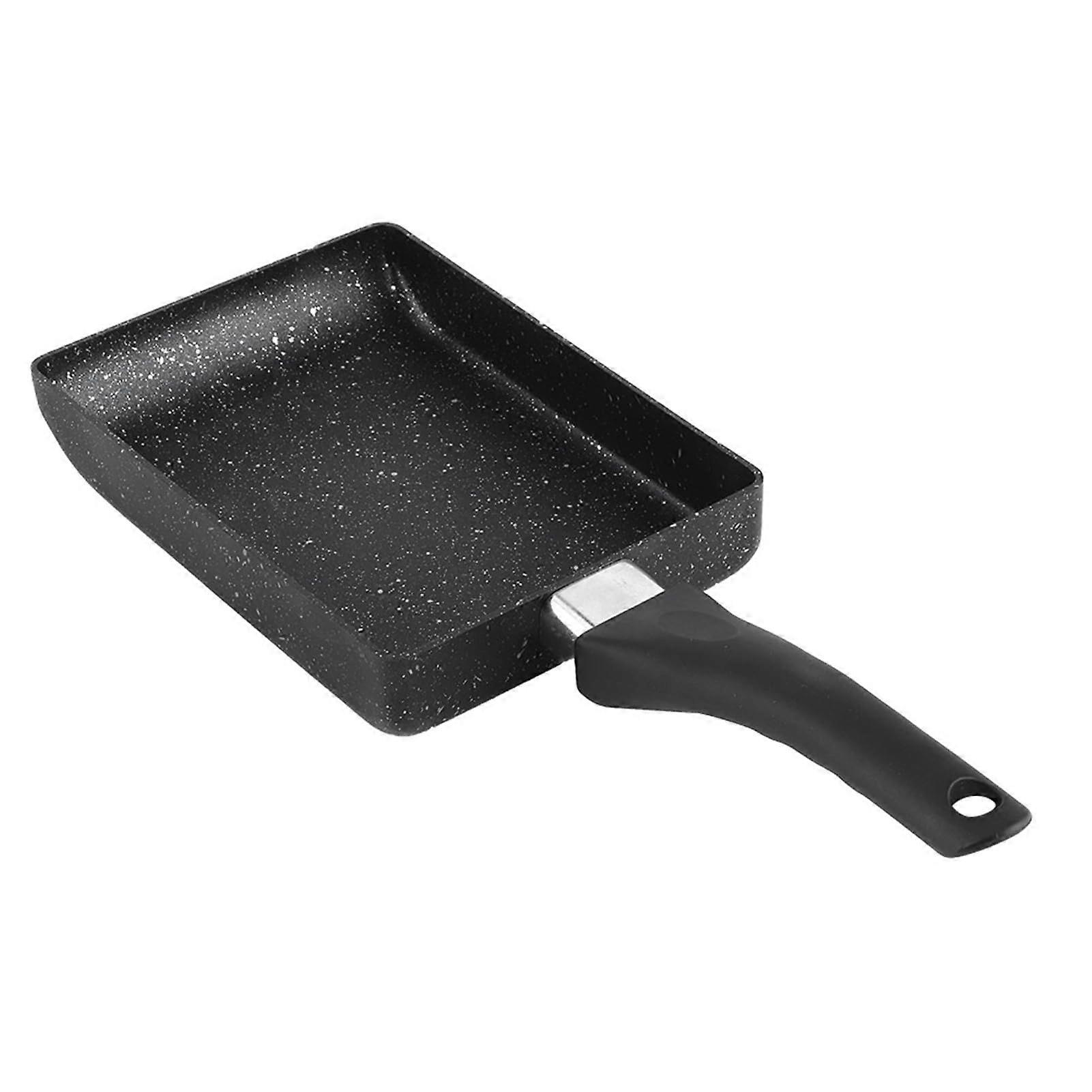 Frying Pan, Tamagoyaki Rectangular Non Stick Saucepan Plastic Handle Black Omelet Frying Pan