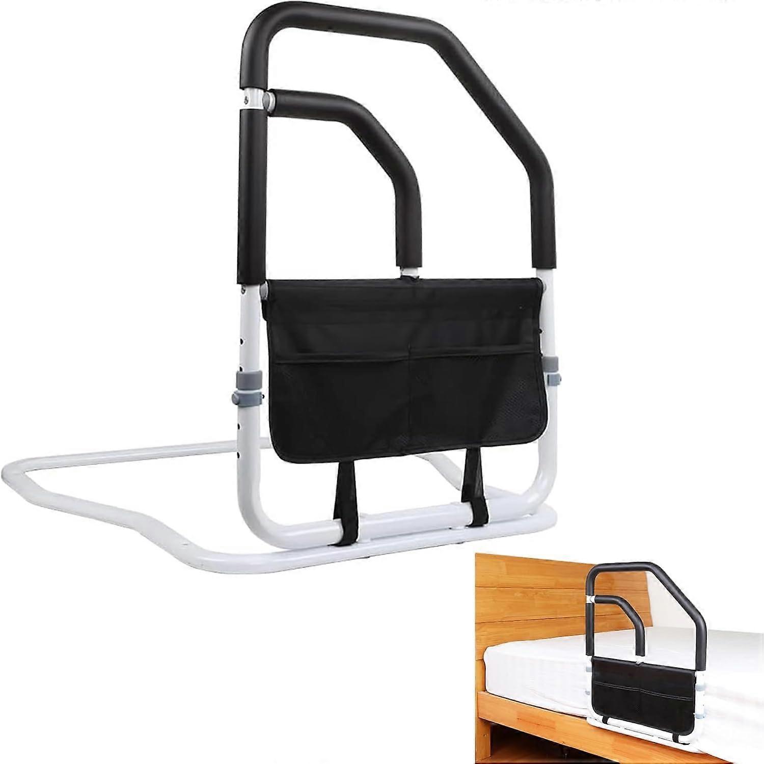 Bed guard handrail, bed extension guide rail, bed assist safety rail with storage bag, heightadjustable, easy installation for the elderly.