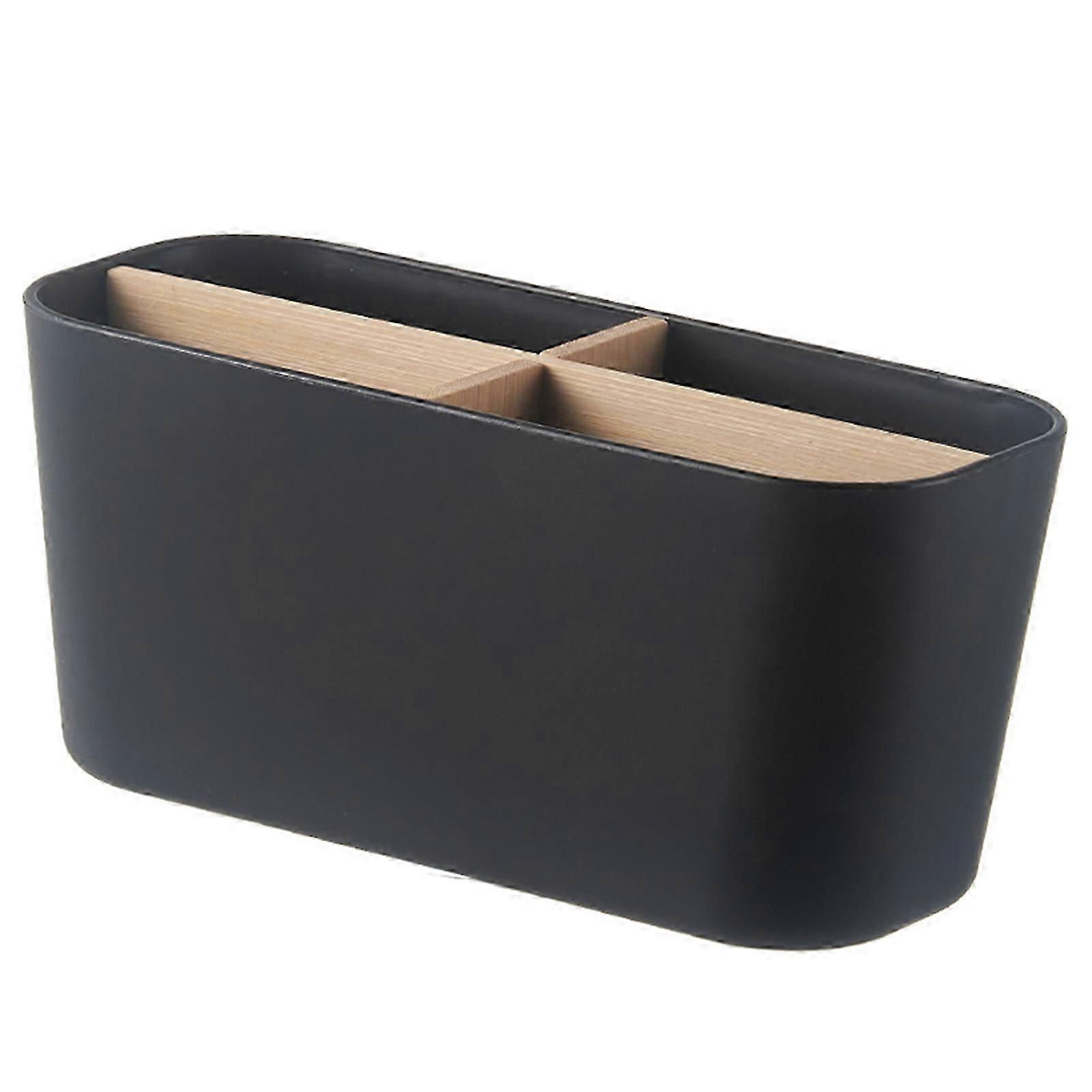 Multi-Compartment Desk Organizer Bamboo Remote Control Holder Storage Container for Sundries Vanity Stationery
