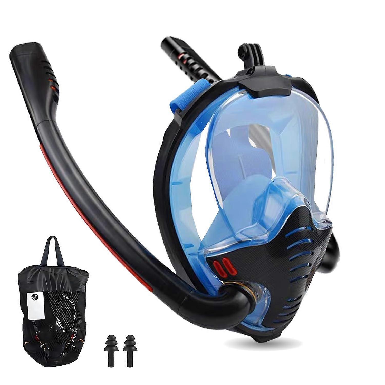 Full Face Mask Snorkel Mask 180-Degree Vision With Camera Position Anti-Fog Panoramic Diving Full Face Design Adult Size