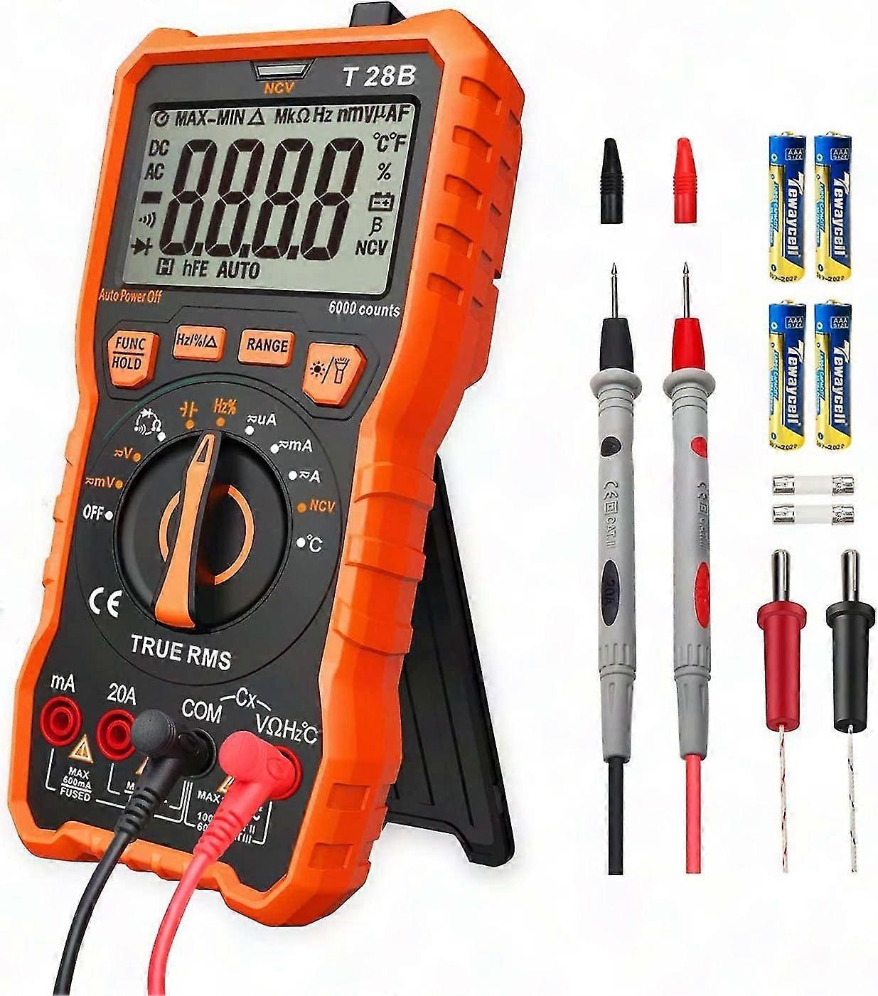 Digital Multimeter TRMS 6000 Counts Auto-Ranging Voltmeter for Voltage Current Resistance Continuity Frequency Tester