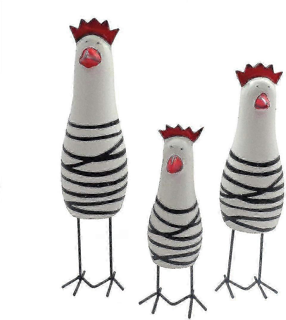 مجموعة عائلية خشبية من ثلاثة تمثال دجاج منحوت هدايا حيوانية ديكور المنزل