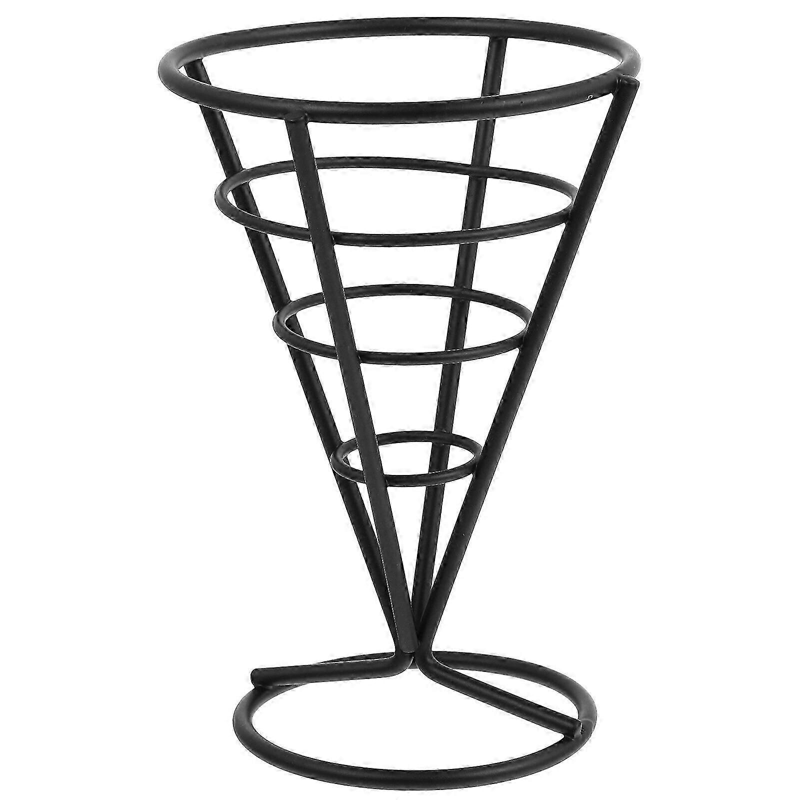 Iron Cone French Fry Basket Stand for Snack Food Display and Serving