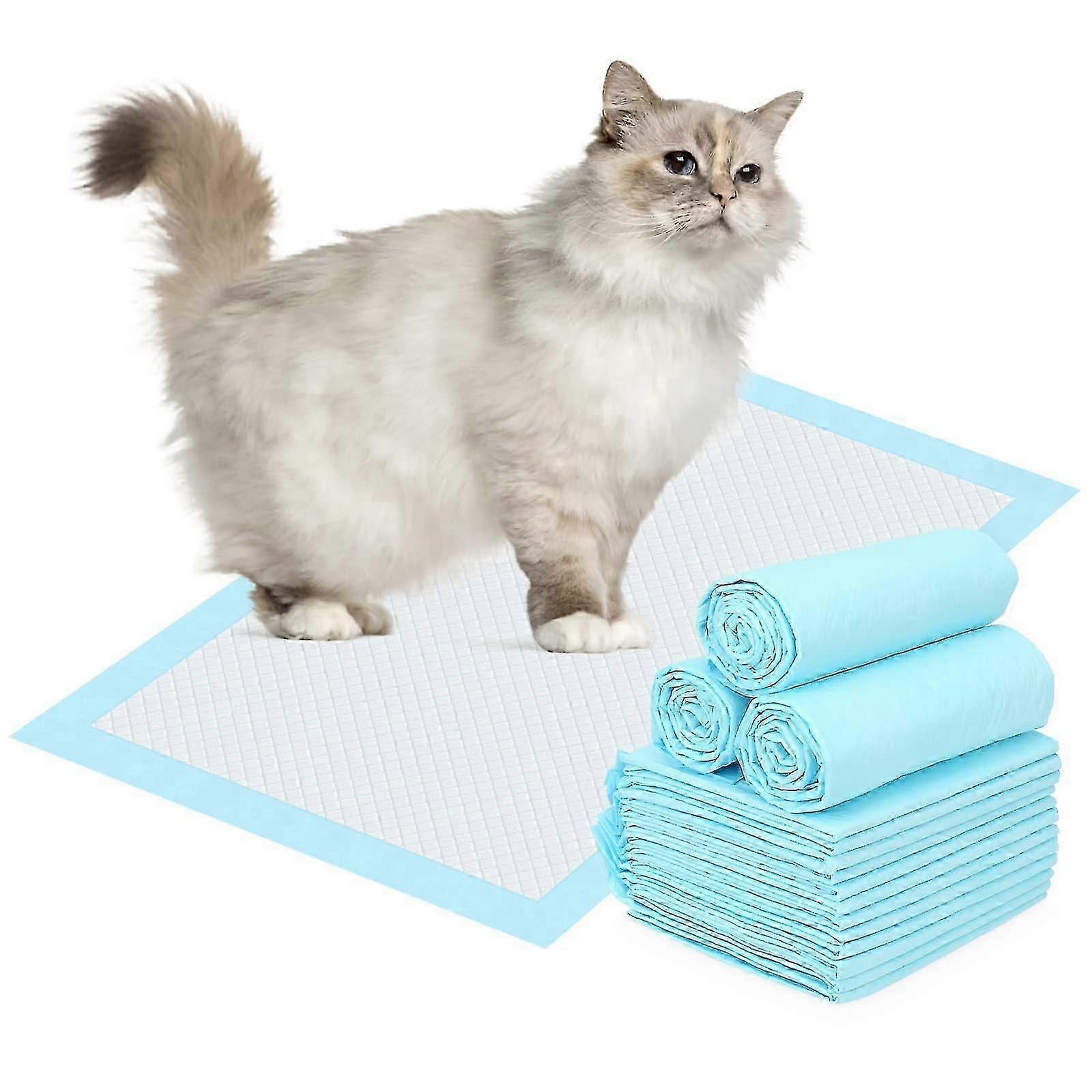Disposable Litter Box Liners, 100 pcs Super Absorbent Training Pads, 6-Layer Leak-Proof Cat Litter Liners, 45 x 33 cm Tw