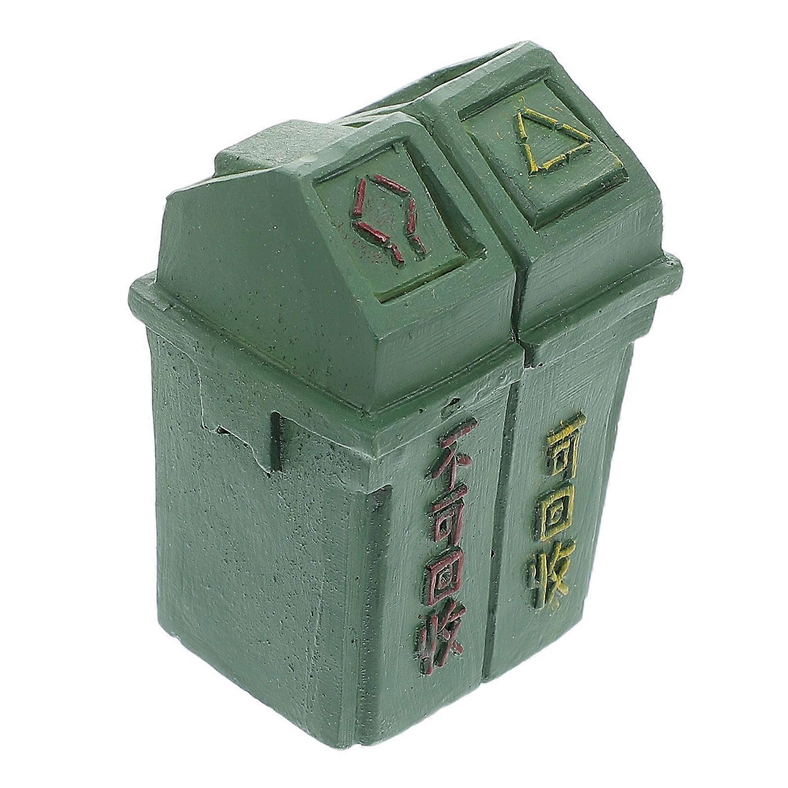 Toy Trash Cans Tiny Trash Bin Model Resin Material Scene Decoration Collectors Use 5.10X3.60X2.70CM 1Pack