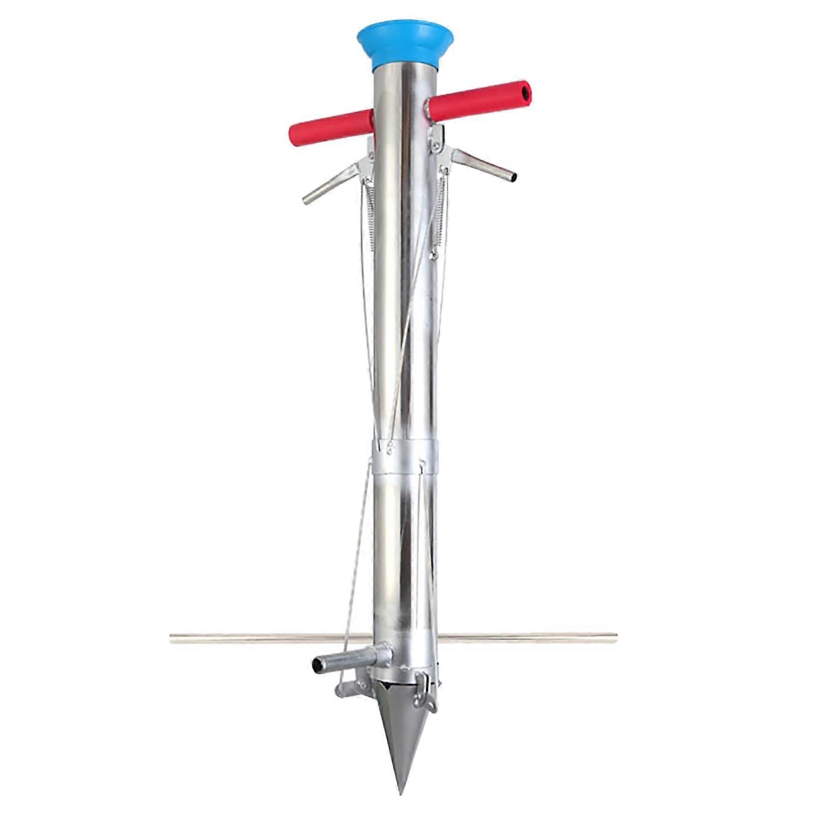 Stainless Steel Garden Seeder, Double Handle Precision Sowing Planter with Distance Ruler and Pedals, Vegetable Seeder Transplanter