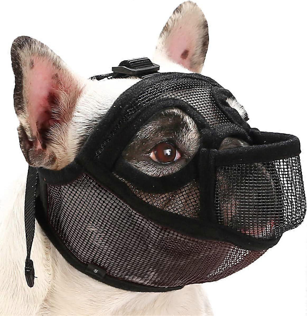 French Bulldog Muzzle, Short Snout Mesh Dog Muzzle with Tongue Out Design for