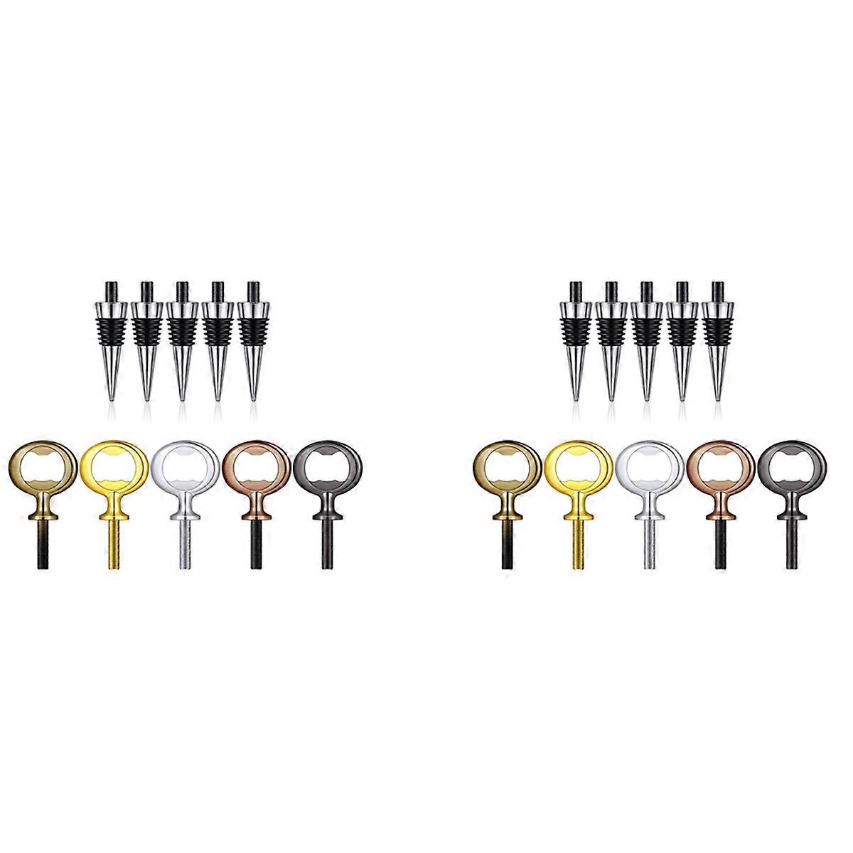 10X Wine Stopper,Blank Bottle Opener Chrome Bottle Stopper Opener Set Hardware for Wedding Wine Part