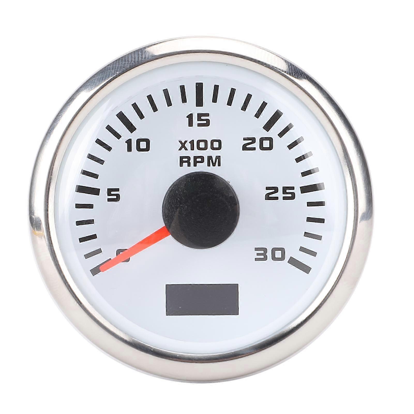 52mm Tachometer 3000RPM DC 9 to 32V 7 Color Backlight with Hour Meter for Truck Tractor Car Boat White Dial Silver Bezel CX6224