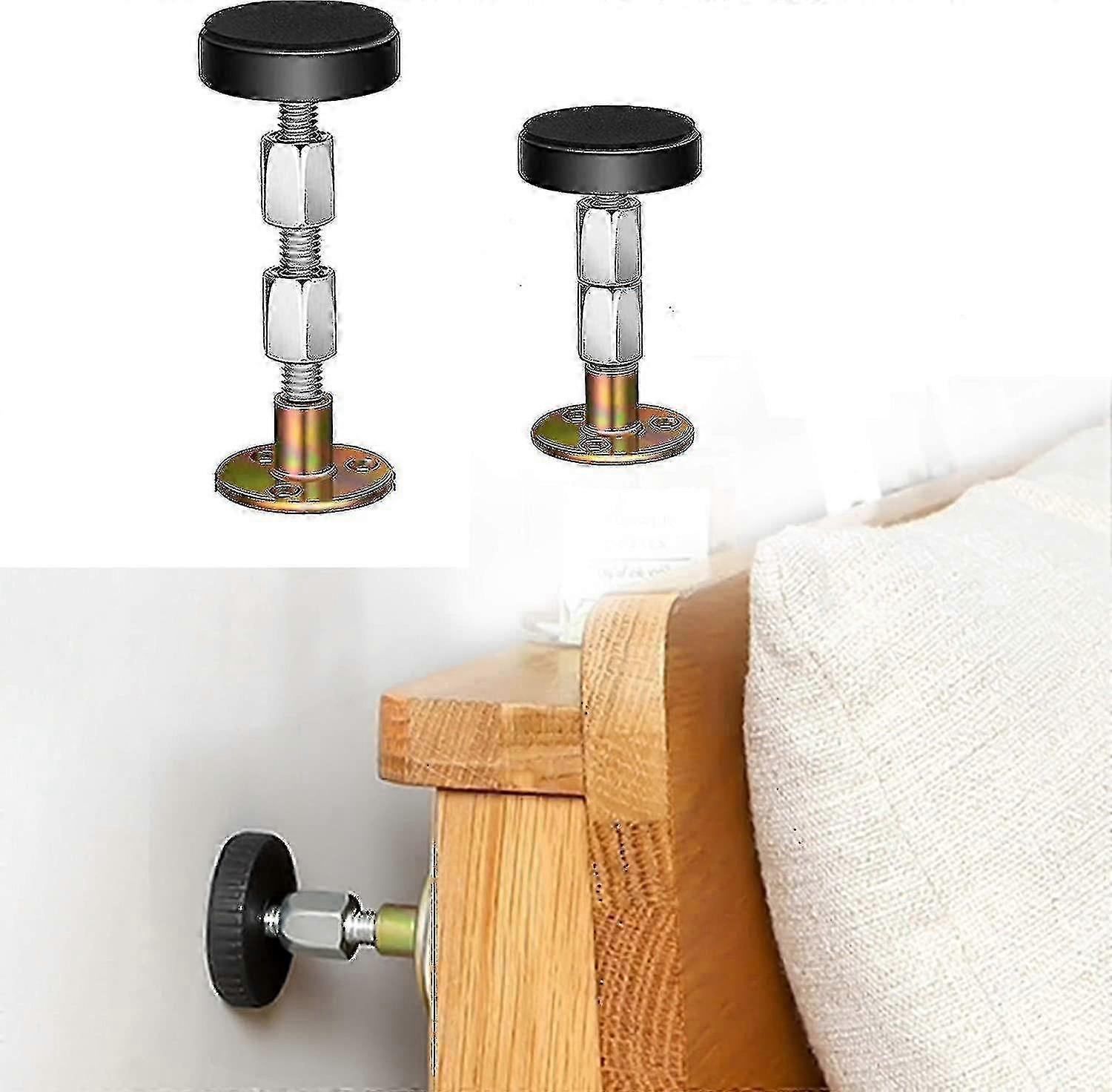 Bed Frame Anti-Shake Tool, 4 Adjustable Threaded Headboard Plugs, Wall Stabilizer, Large Size 4pcs/64-87mm