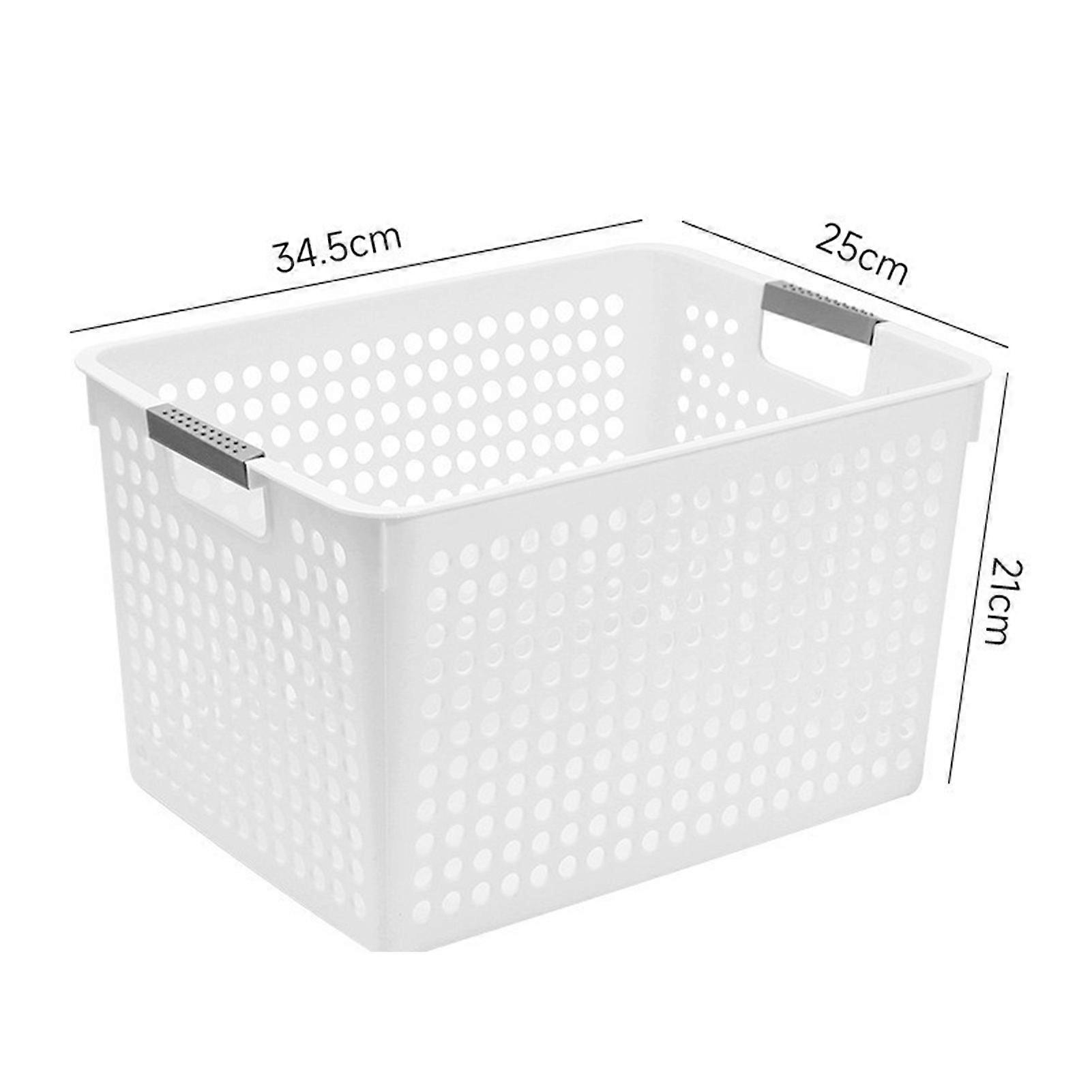 Multifunctional Plastic Storage Basket with Anti-Slip Handles 34.5x25x21cm