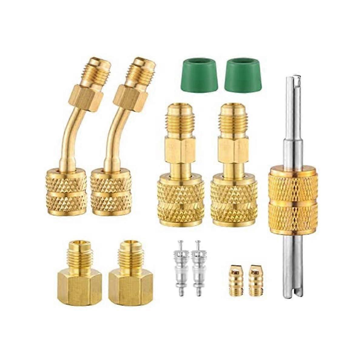 R410A Mini Split Adapters, R410A Charging Vacuum Port Connector with 5/16inch Female to 1/4inch Mal