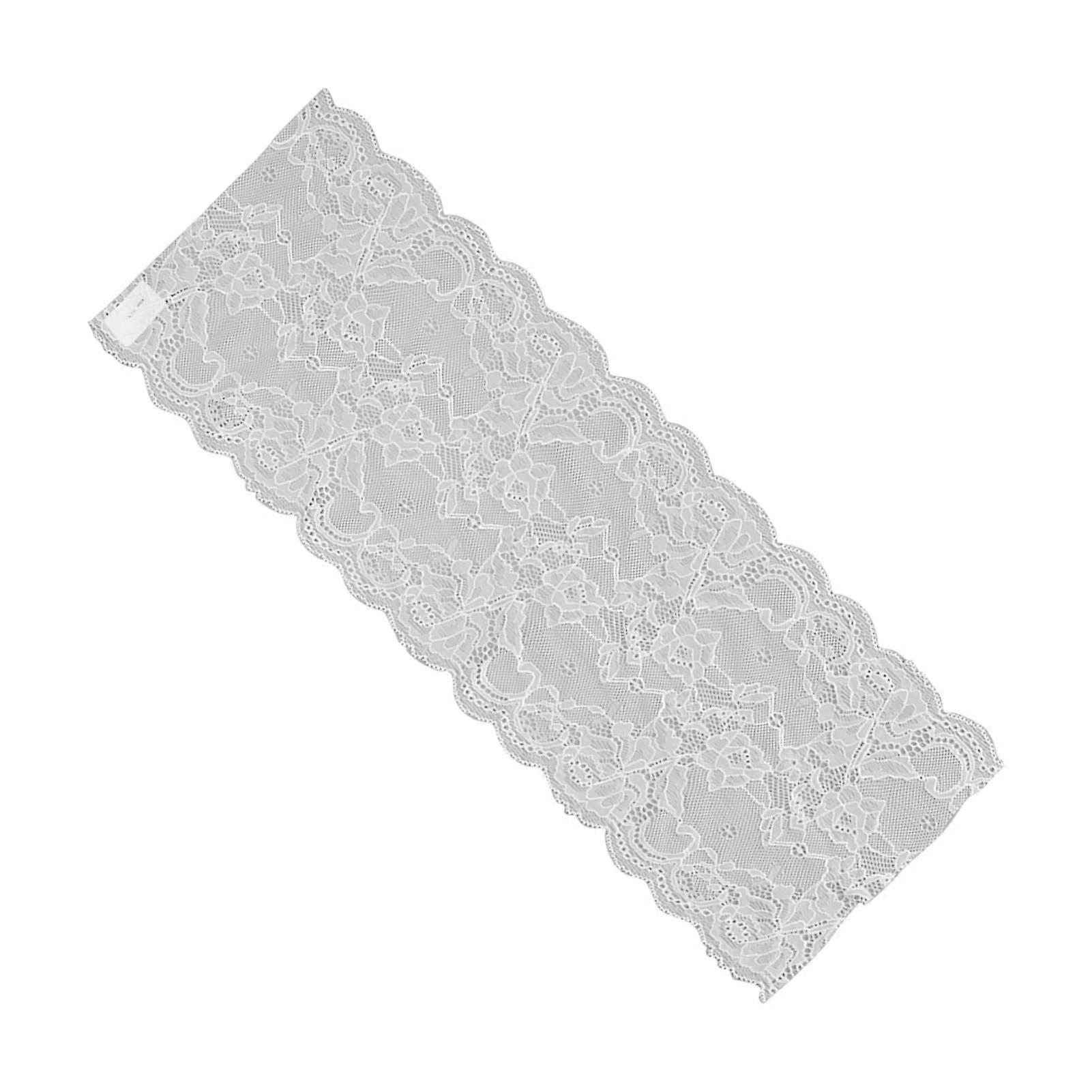 White 17cm Wide Soft Nylon Lace Ribbon 10 Yards High Elasticity