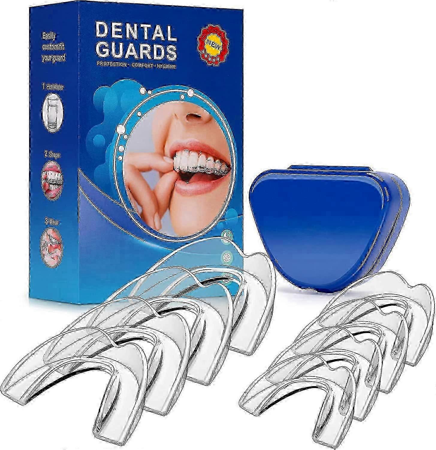 8pcs mouth guard for grinding teeth, anti grinding bite guard, moldable dental night guards, clenching teeth protection, 2 sizes