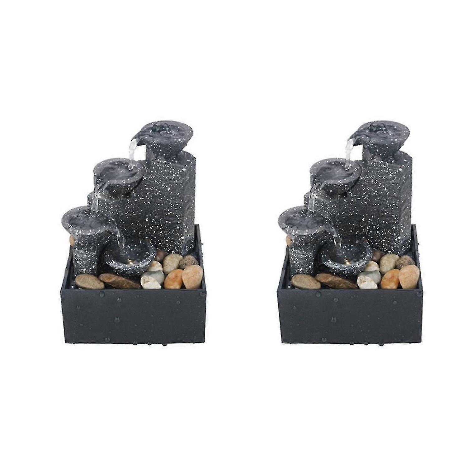2PCS Tabletop Waterfall Decor Relaxation Meditation Desktop Fountain