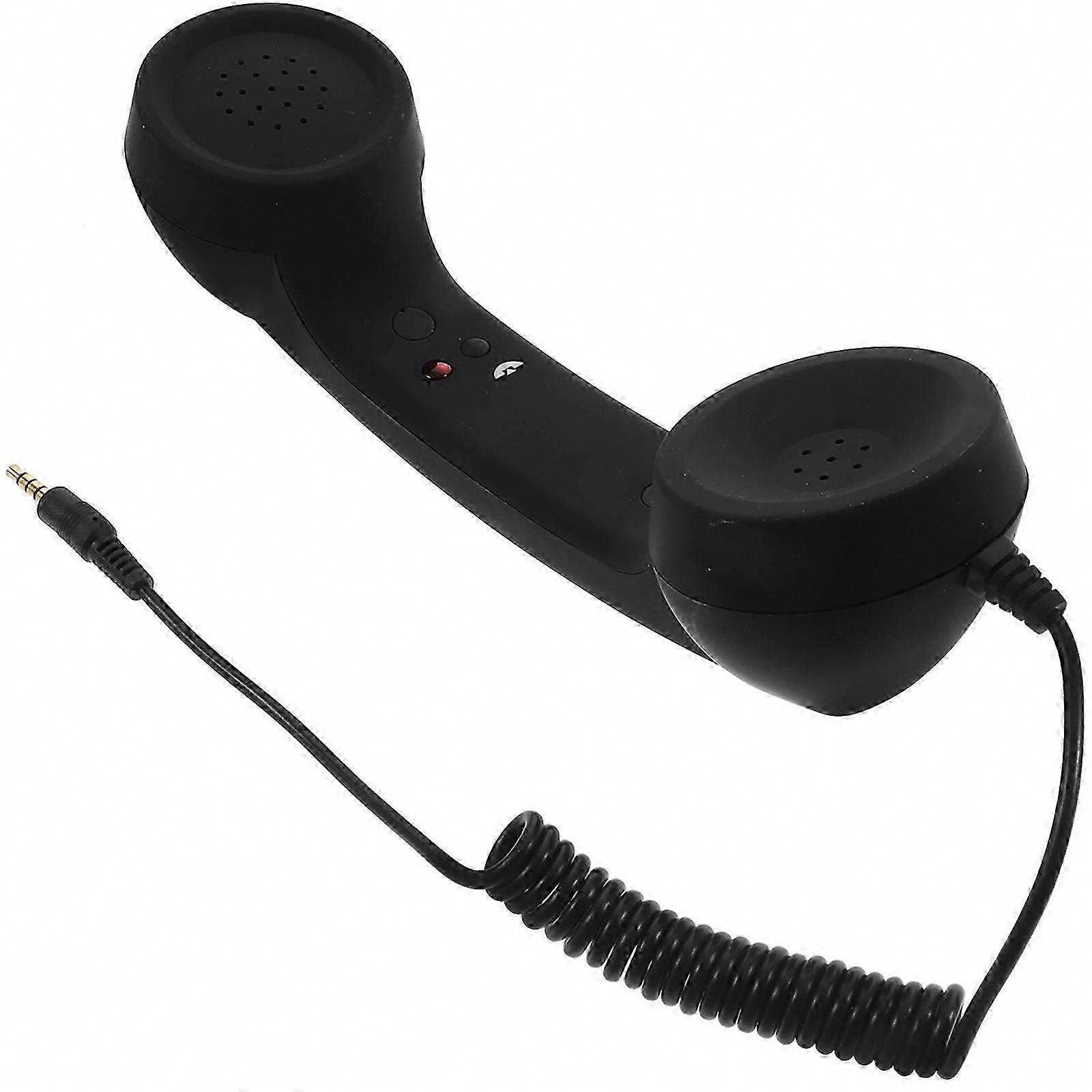 3.5mm Retro Phone Handset Radiation-Proof Adjustable Tone Cell Phone Receiver for Mobile Phones (Black)