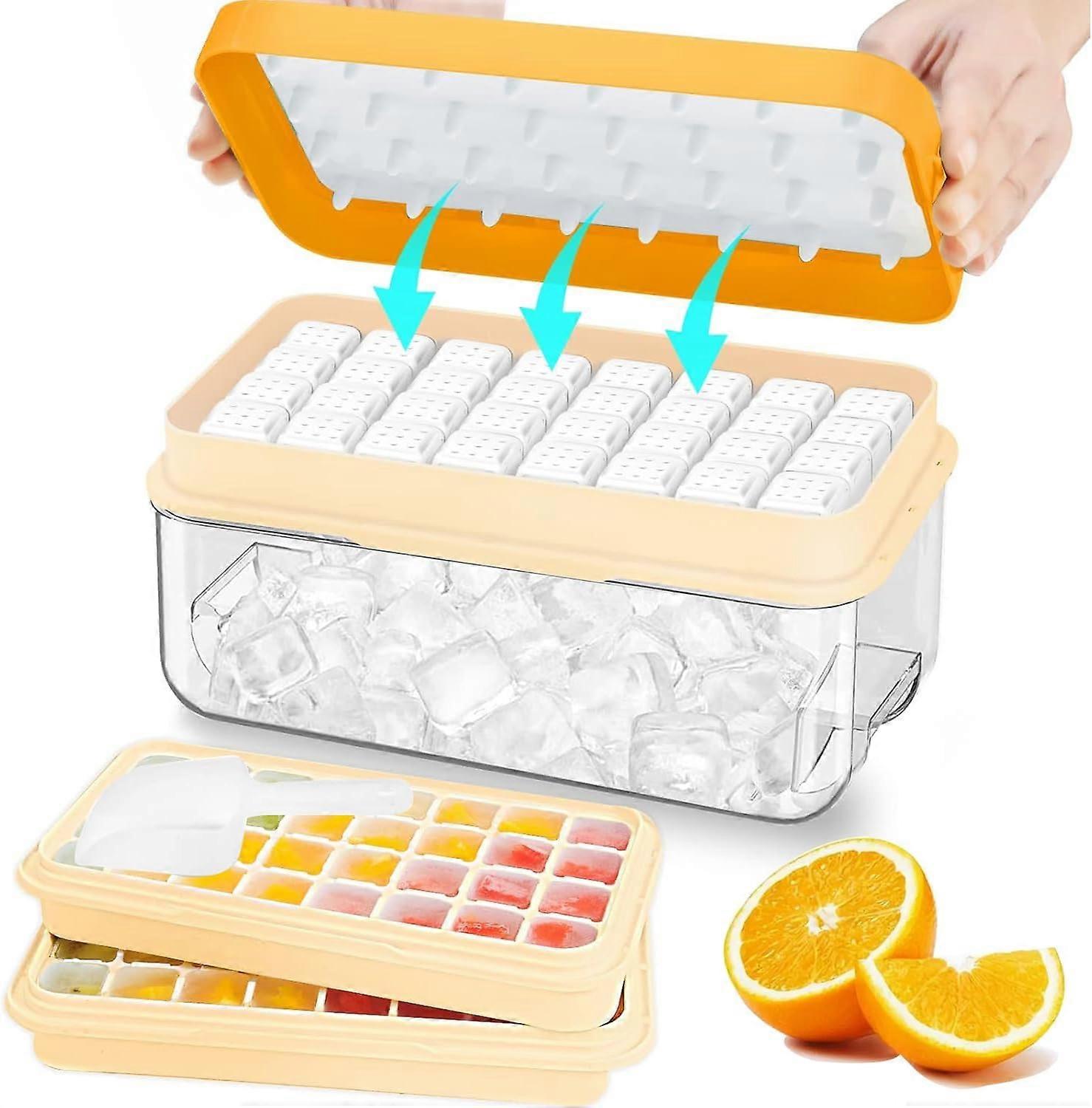 Ice Cube Tray with Lid and Bin,64 pcs Ice Tray Kit