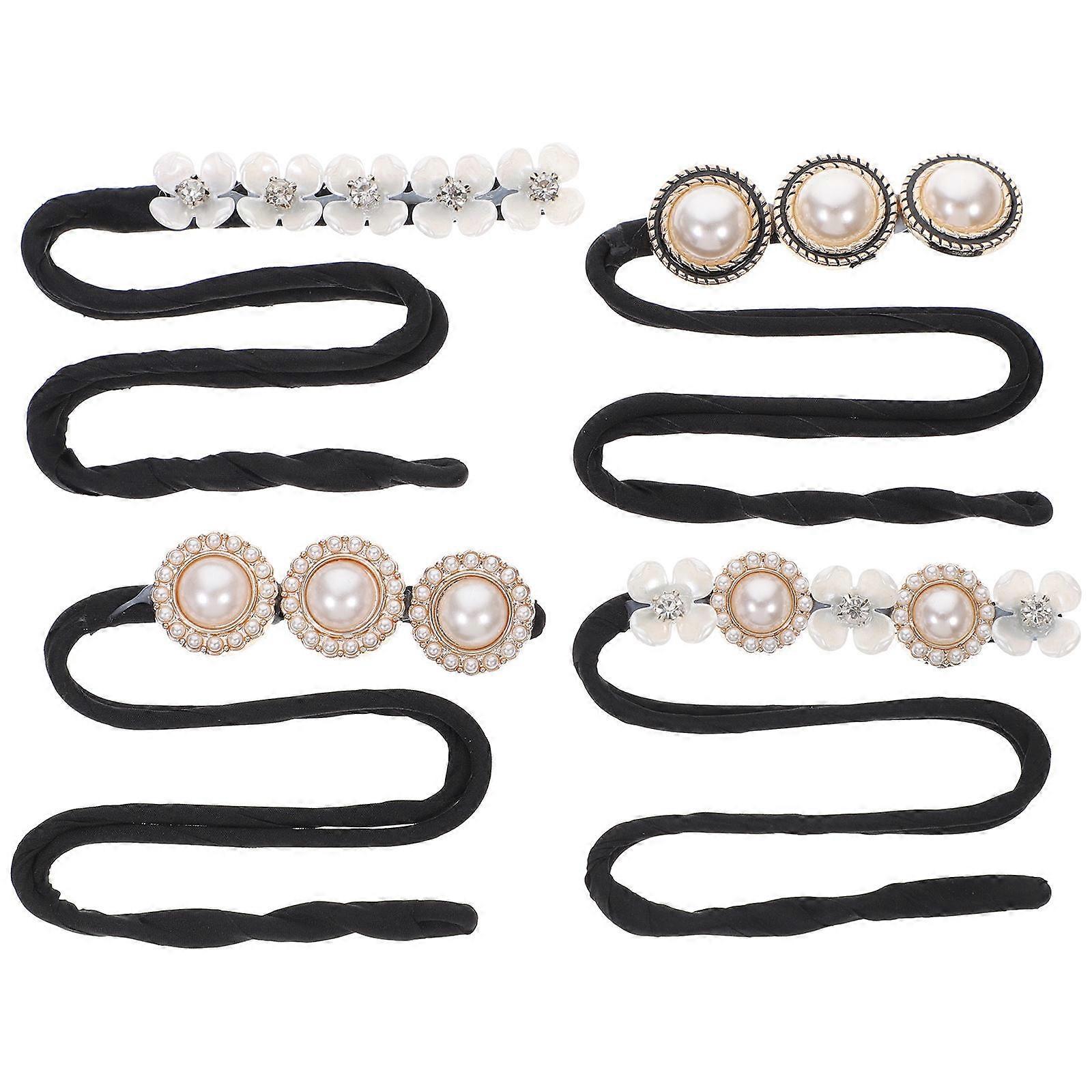 Hair Bun Maker Pearls Hair Bun Shaper for Styling 4Pcs Set