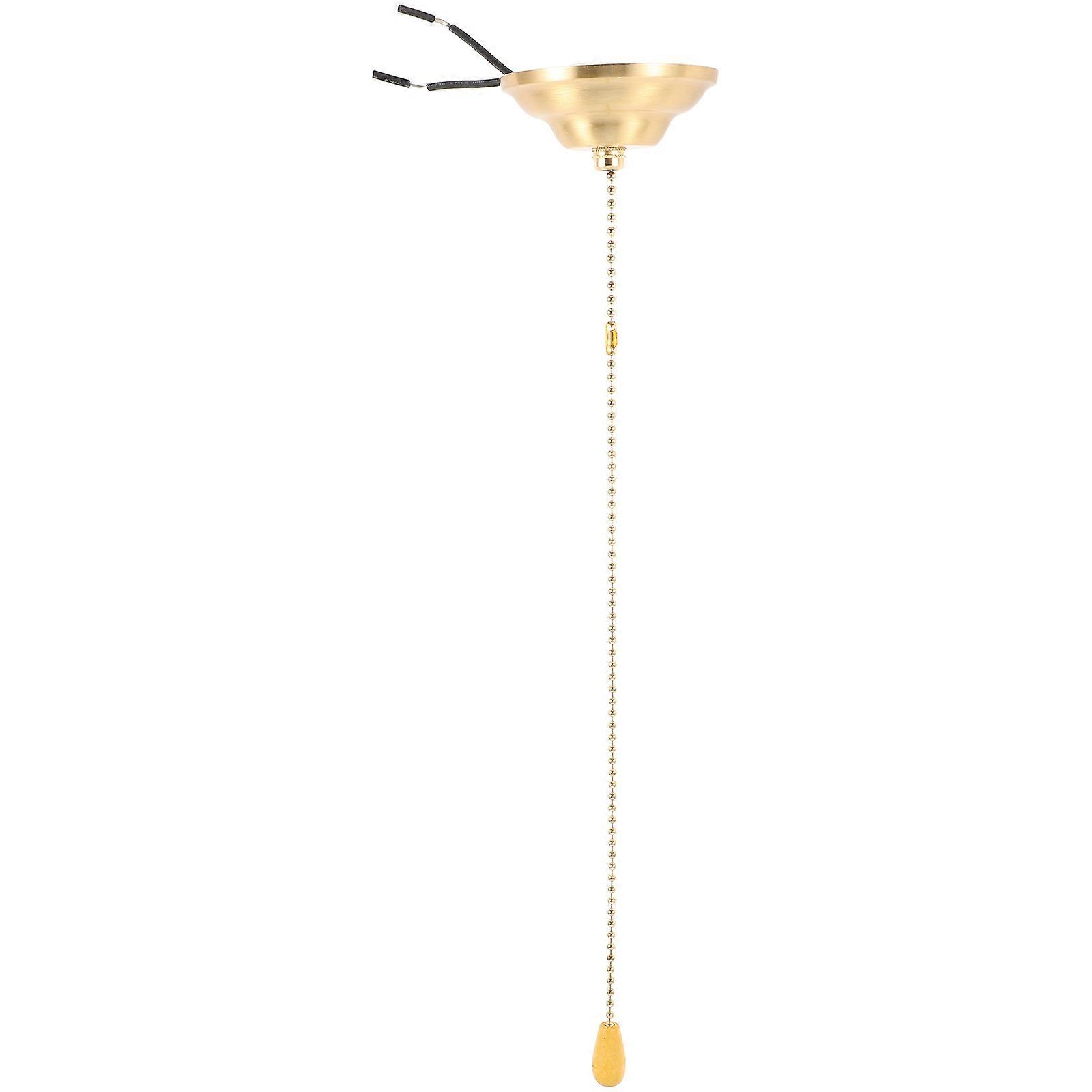 Pull Cord Light Switch Wood Copper Light Fixture 3Pcs Durable Lamp Pull Chain