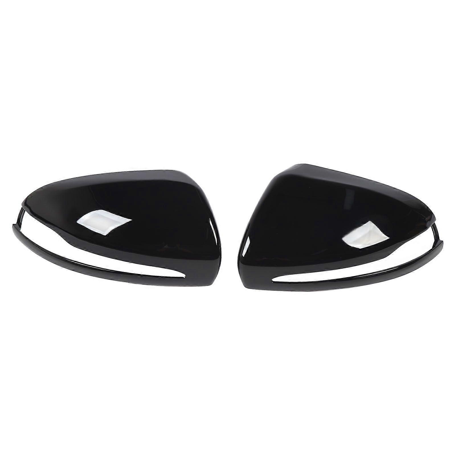 1pair Rearview Mirror Cap Left Right Side Wing Mirror Cover Replacement for Benz CClass W205 2014 to 2021 LHD Glossy Black
