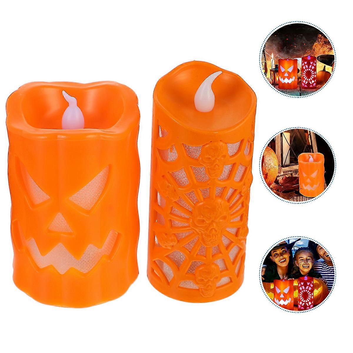 Flameless Halloween Decorative Candle Lamp 2Pcs For Indoor Parties Featuring And Spider Shape