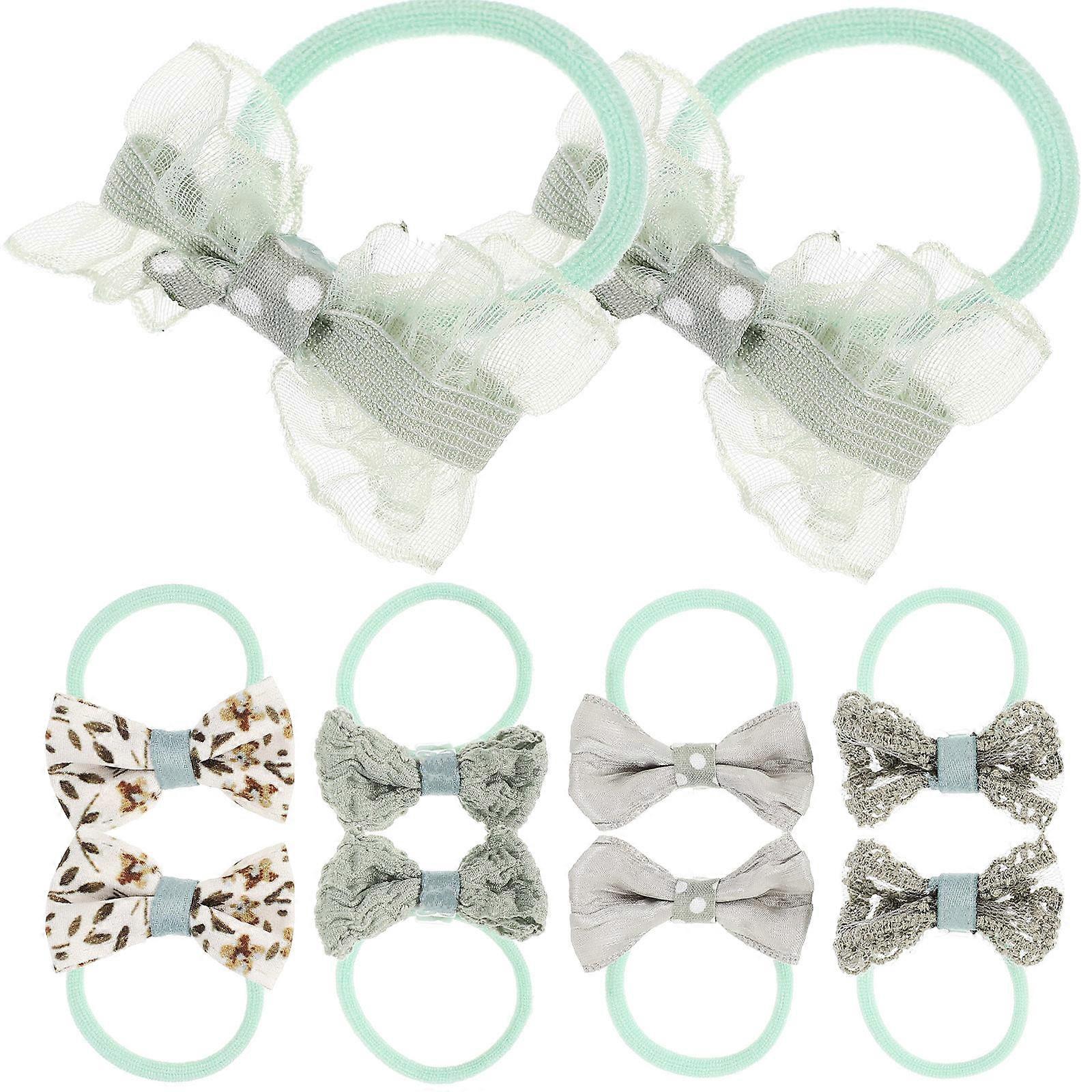Green Bowknot Hair Ties Bow Scrunchies for Women 40Pcs Elastic Ponytail Holders