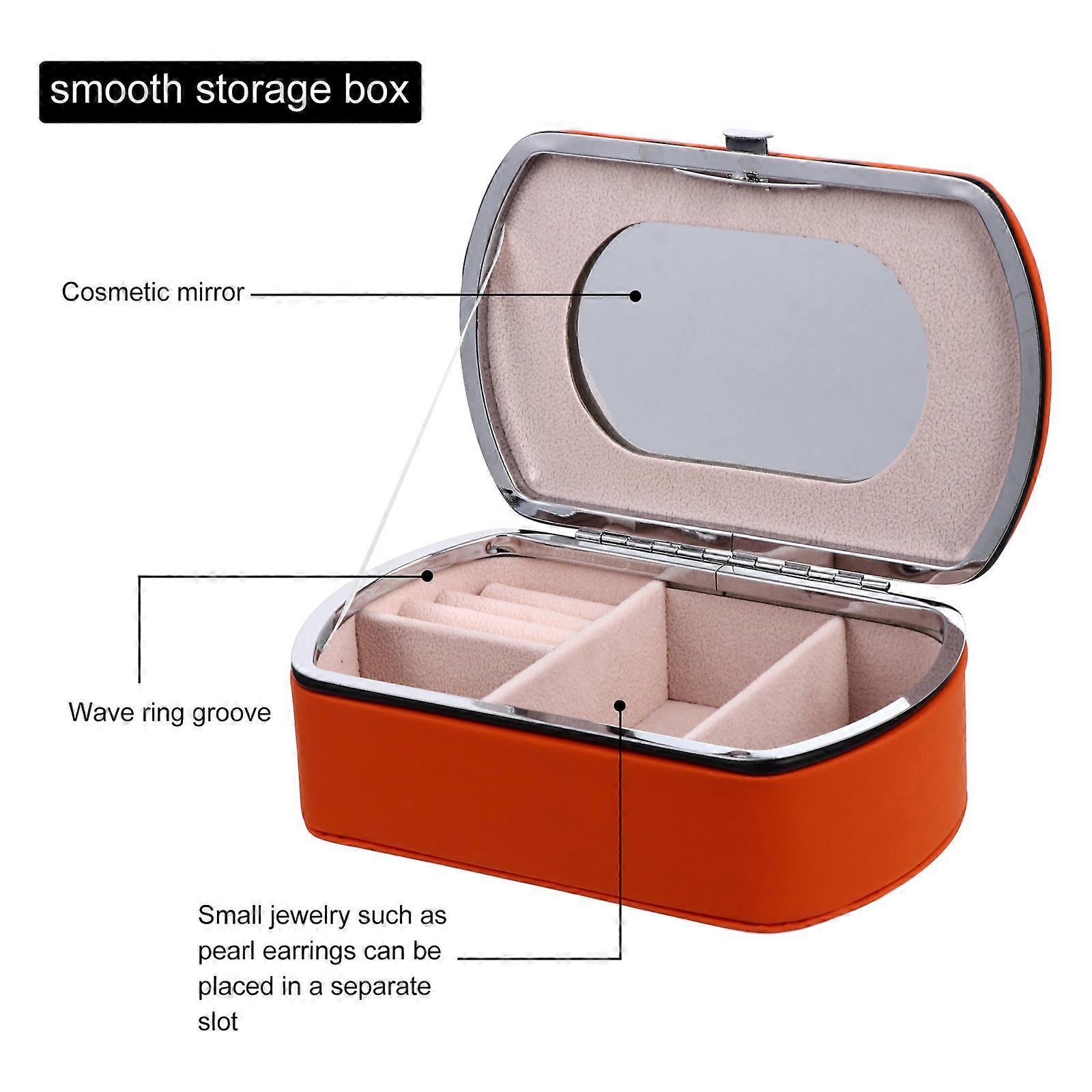 Smooth Storage Box Convenient Jewelry Case for Storage 2Pcs Orange PU