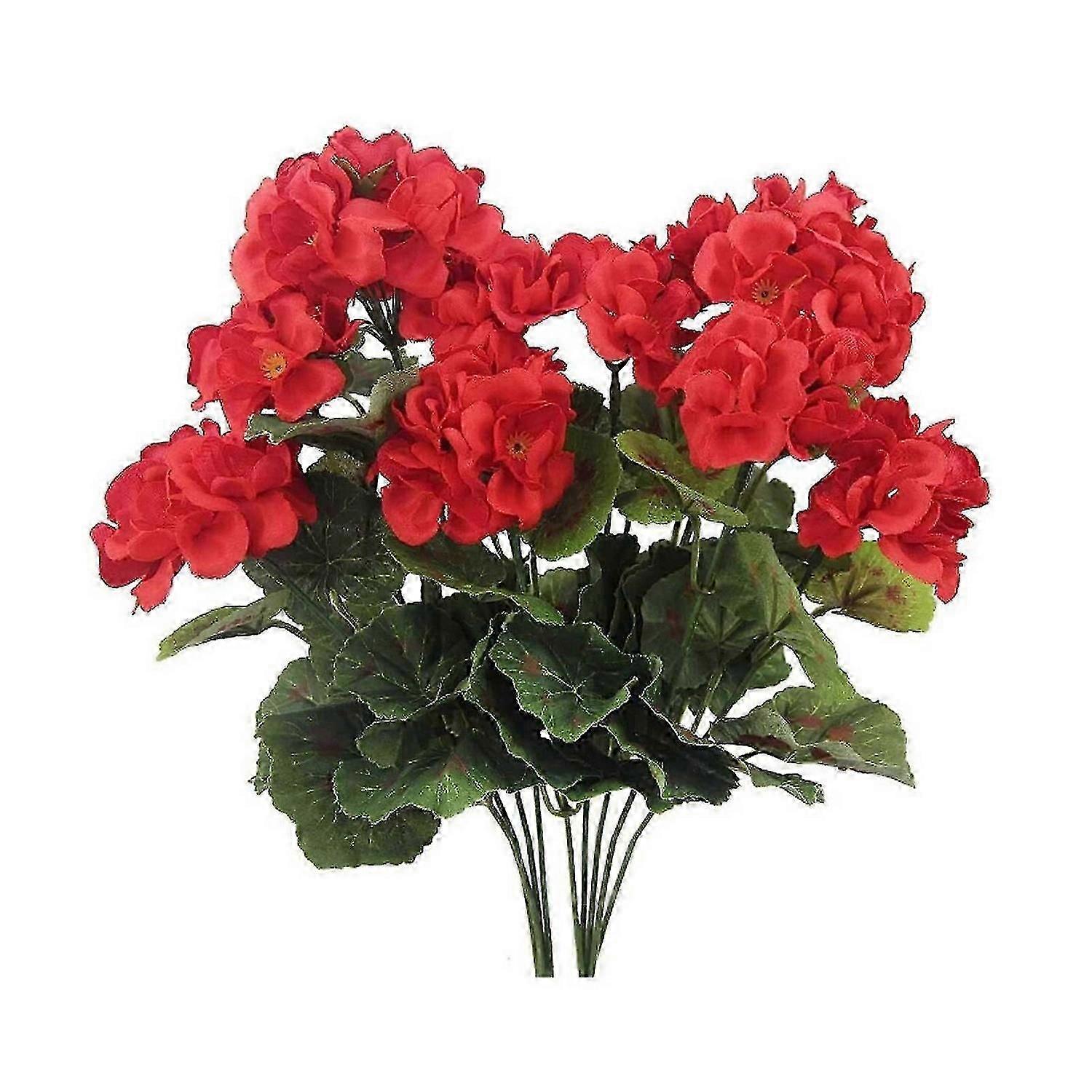 2PCS Artificial Geraniums Silk Flowers Outdoor Garden Hanging Basket Porch Home Decor Geraniums Red
