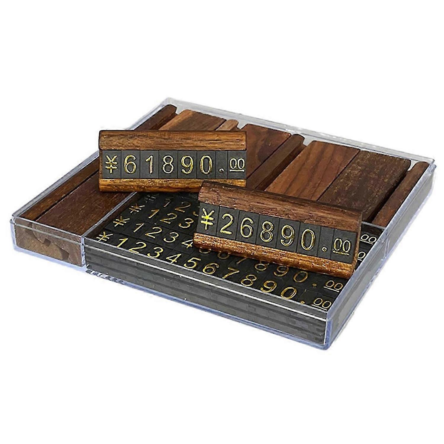 10 Sets/Box Mini Wood Combined Number Price Cube Tag Jewelry Adjustable Number Pricing Label Sign Ho
