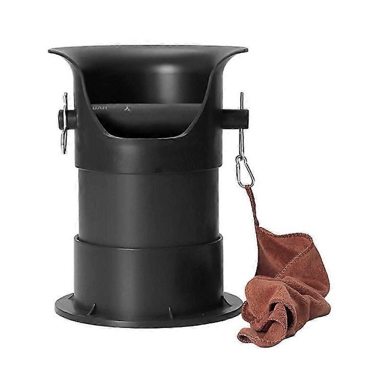 Knock Box for Espresso Grounds with Removable Non-Slip Base, Coffee Grind Collection Dump Bin,Black