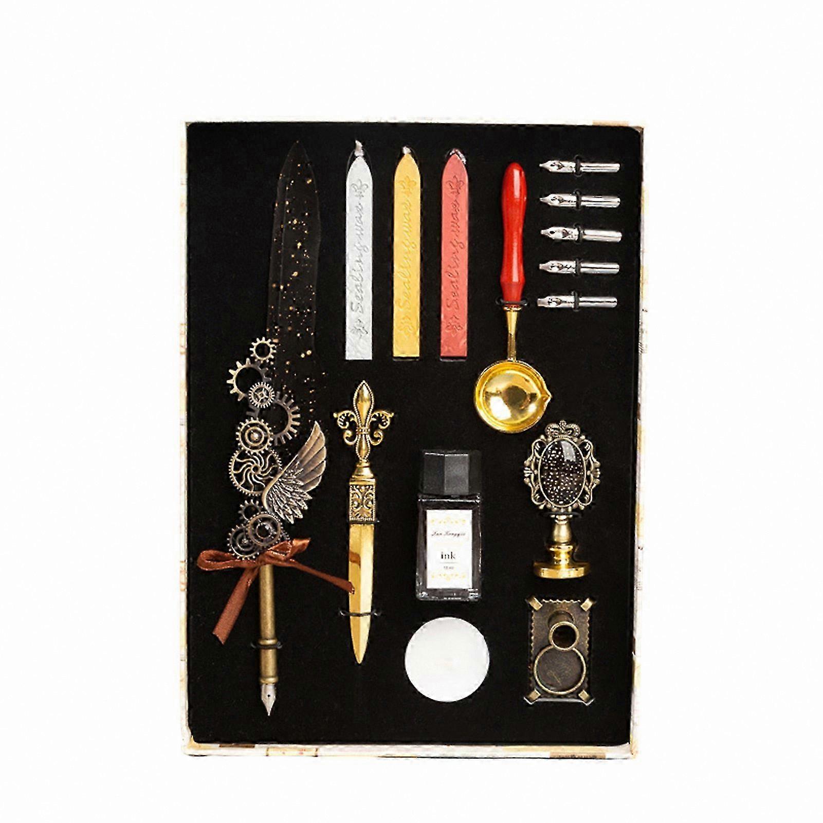 Vintage Metal Quill Pen with 5 Nibs for Smooth Writing and Creative Expression Unique Gift for Writers