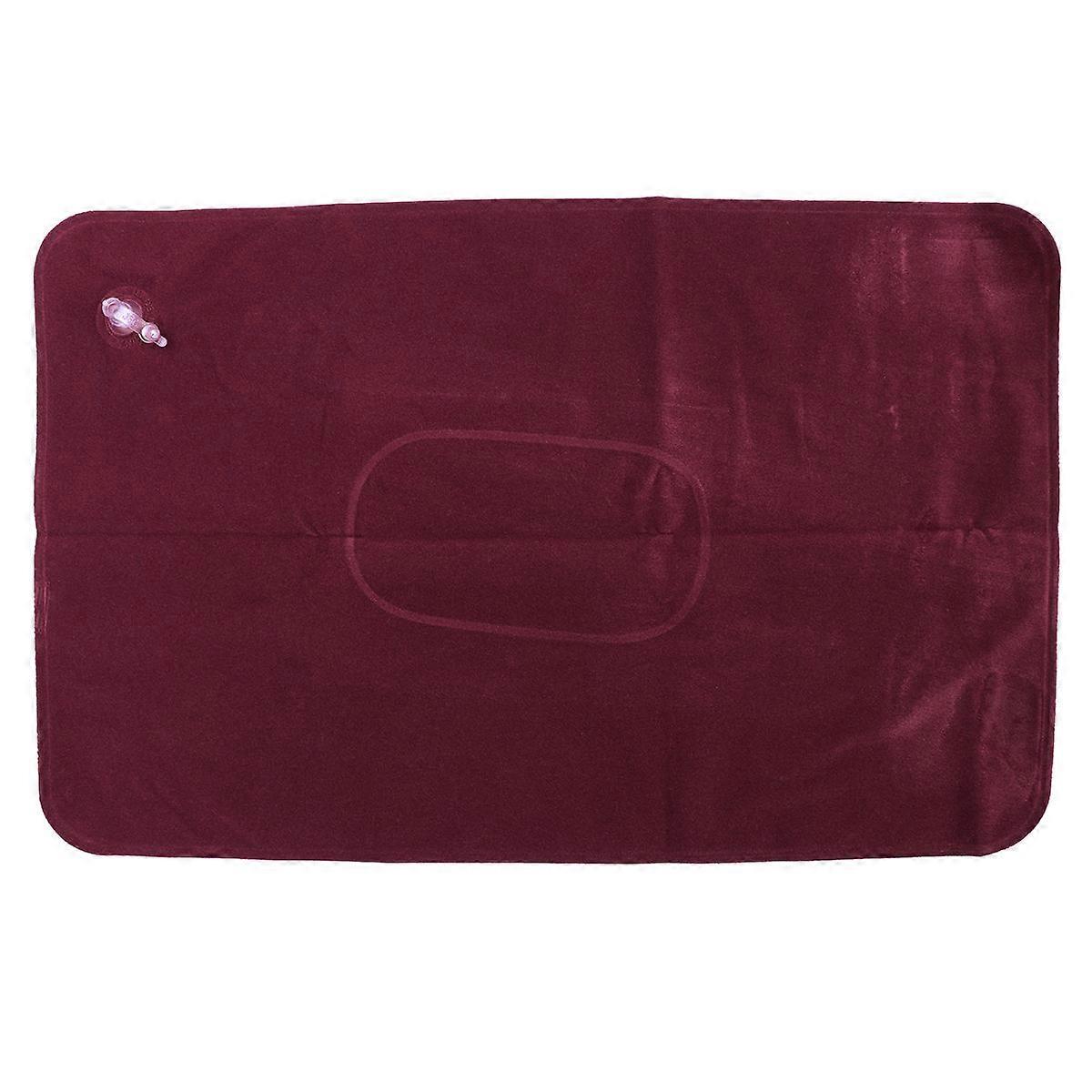 Flocking Pillow Inflatable Outdoor Pillow for Sleeping Use 2Pcs Purplish Red