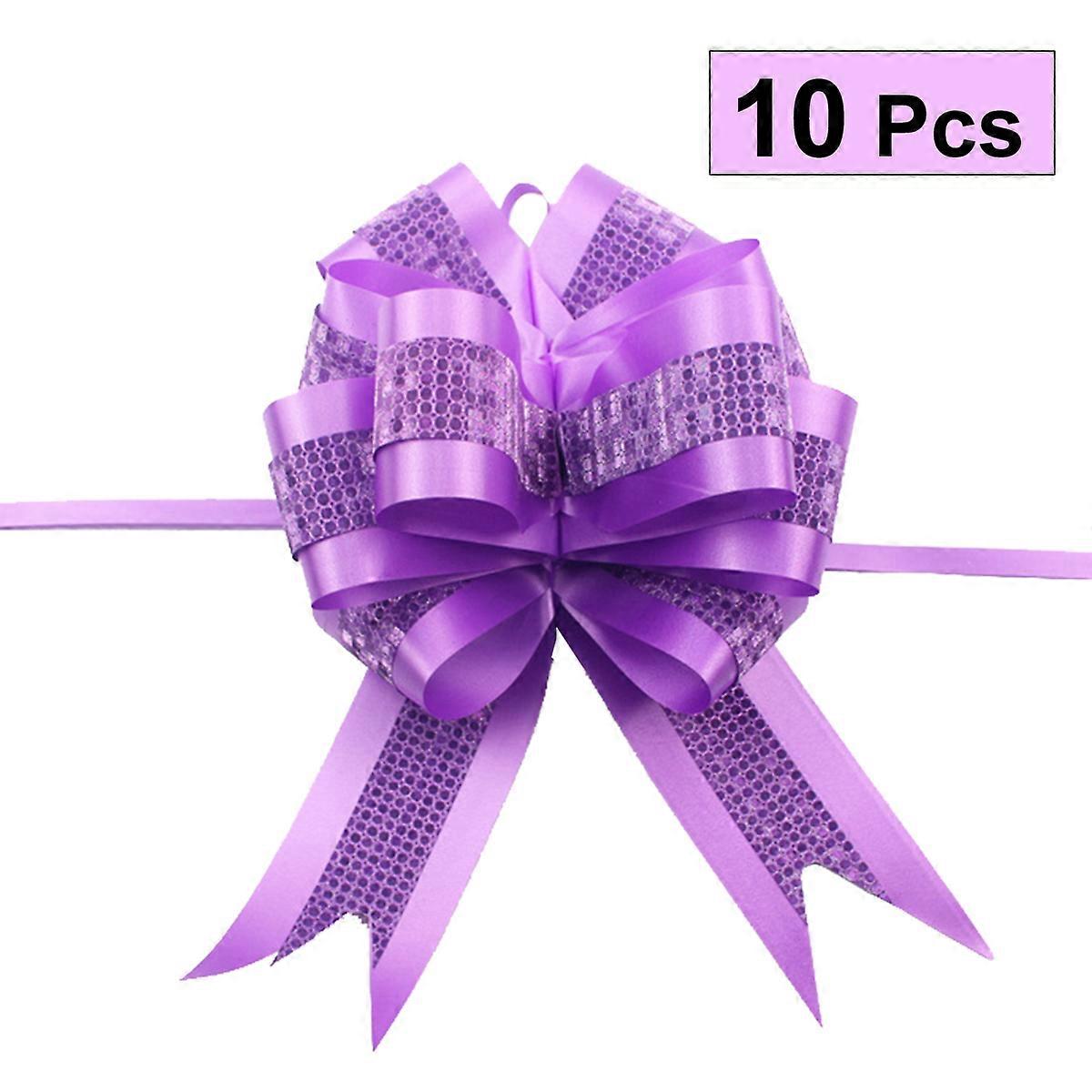 Wrapping Ribbon Bow Ribbon for Gift Use with 10Pcs Purple Bow Ties