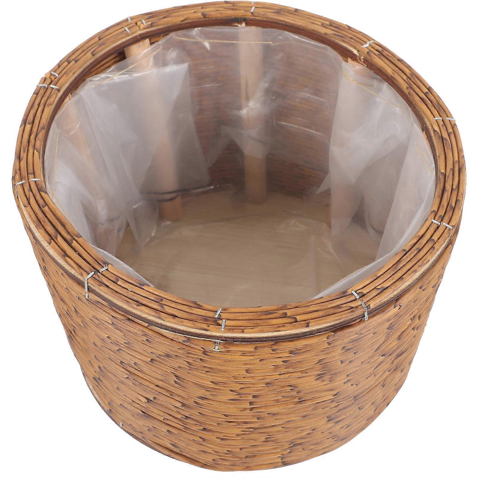Hand Woven Basket Flower Planter Basket for Storage Use 2Pcs Light Brown