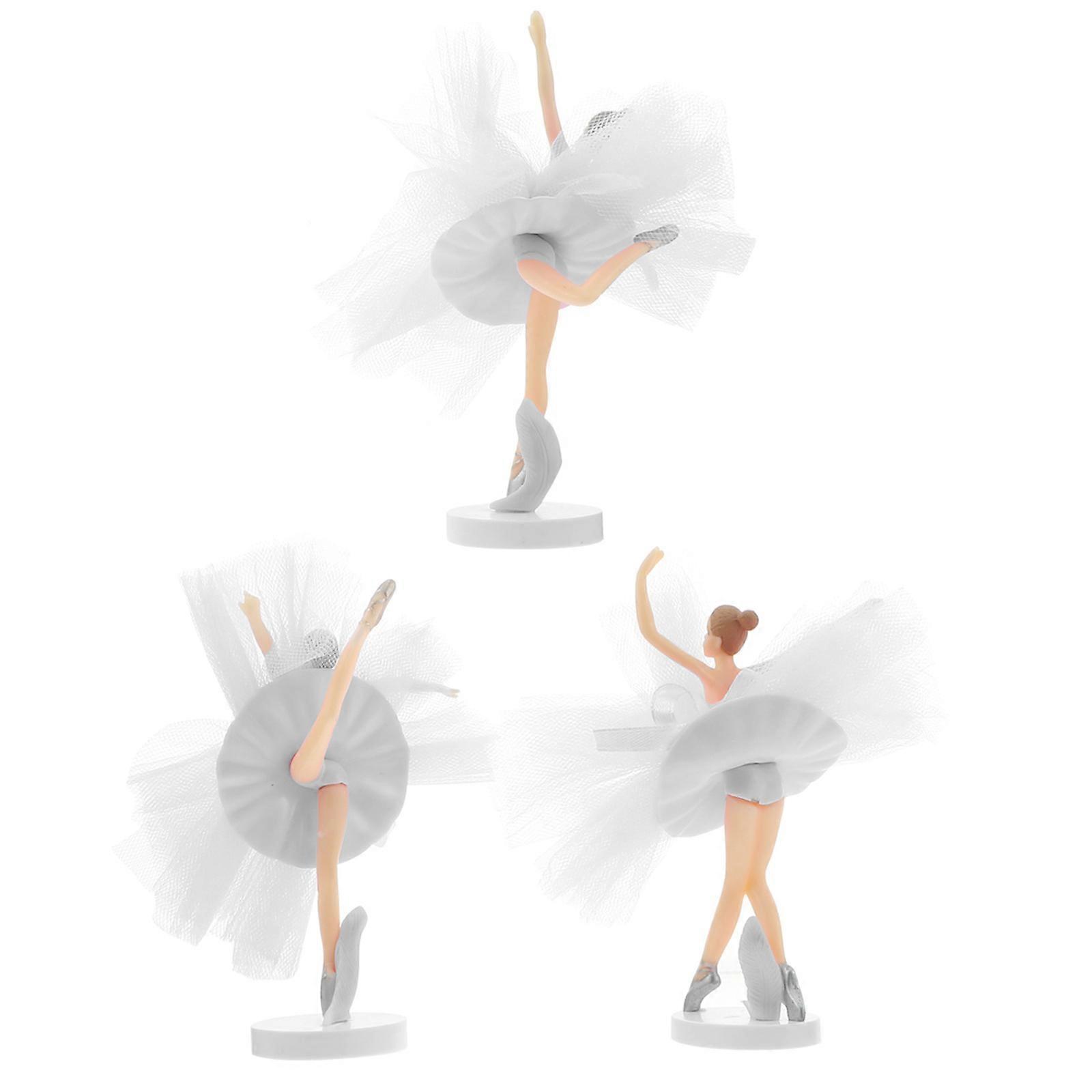 Ballerina Cupcake Toppers Set for Party Cake Decor 3Sets White PVC