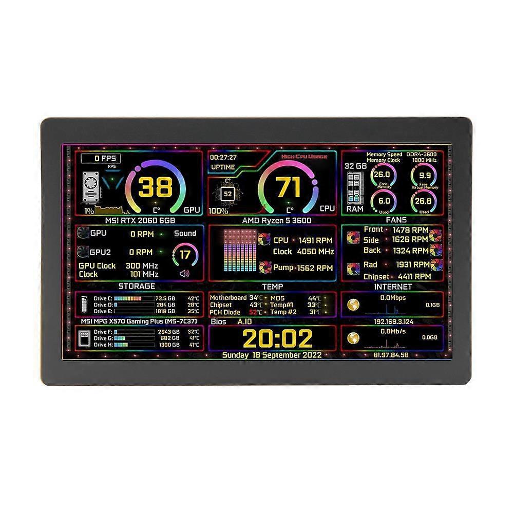 5 Inch IPS Type-C Secondary Screen Dynamic 1024x600 LCD Display CPU GPU RAM Monitoring Support Vertical Freely AIDA64