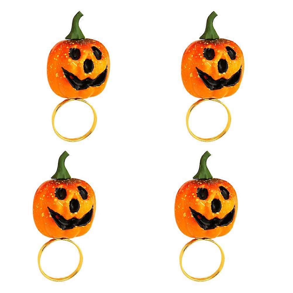 4Pcs Pumpkin Shaped Napkin Buckle Halloween Napkin Ring Table Accessory Orange