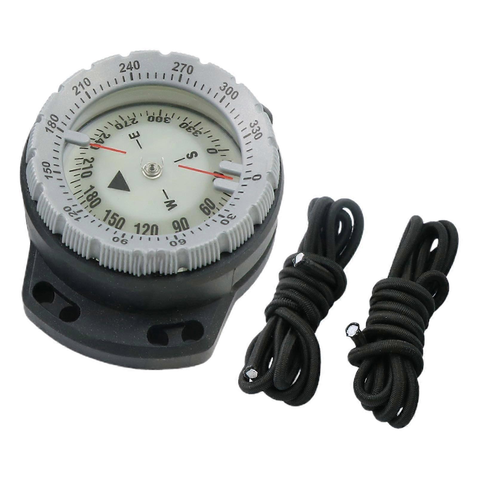 Dive Compass Scuba Water Resistant Underwater Compass With Rope Glowing Side Window Marine Diving Accessory Grey