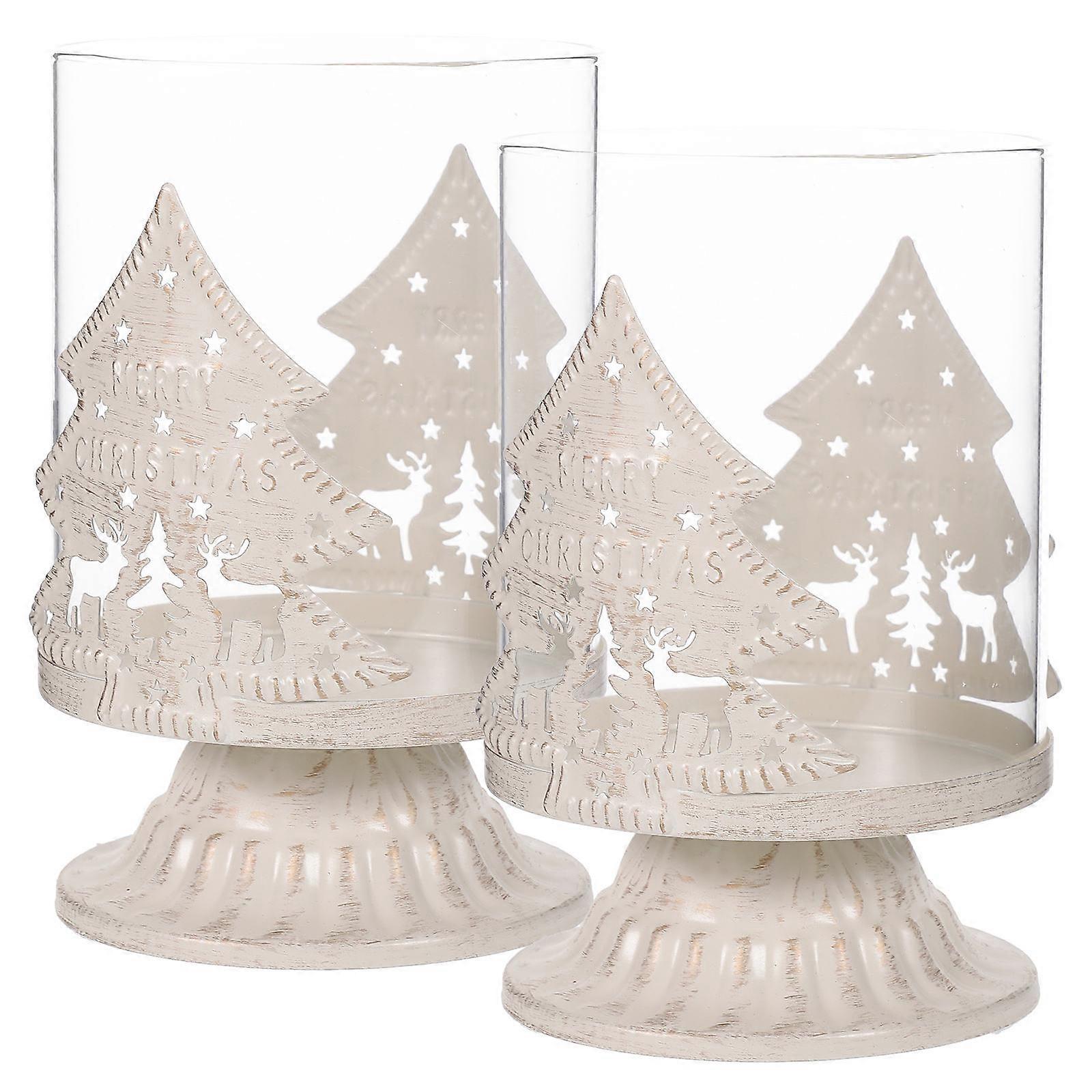 Christmas Candle Holder Set Xmas Tree Style with 8Pcs Candle Stand